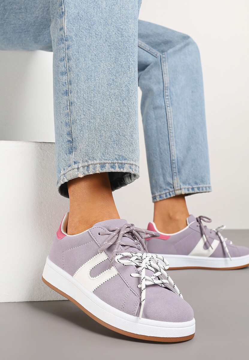 Fioletowe Sneakersy Ozdobione Geometrycznym Motywem Telindrela