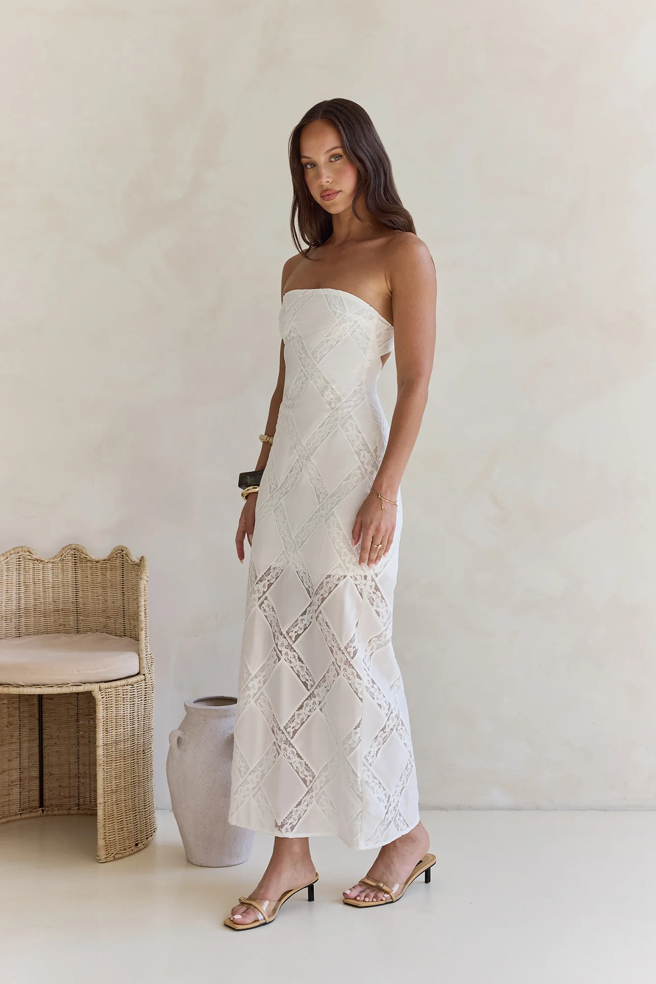 Ocean Air Oasis Strapless Maxi Dress White - luluinthesky