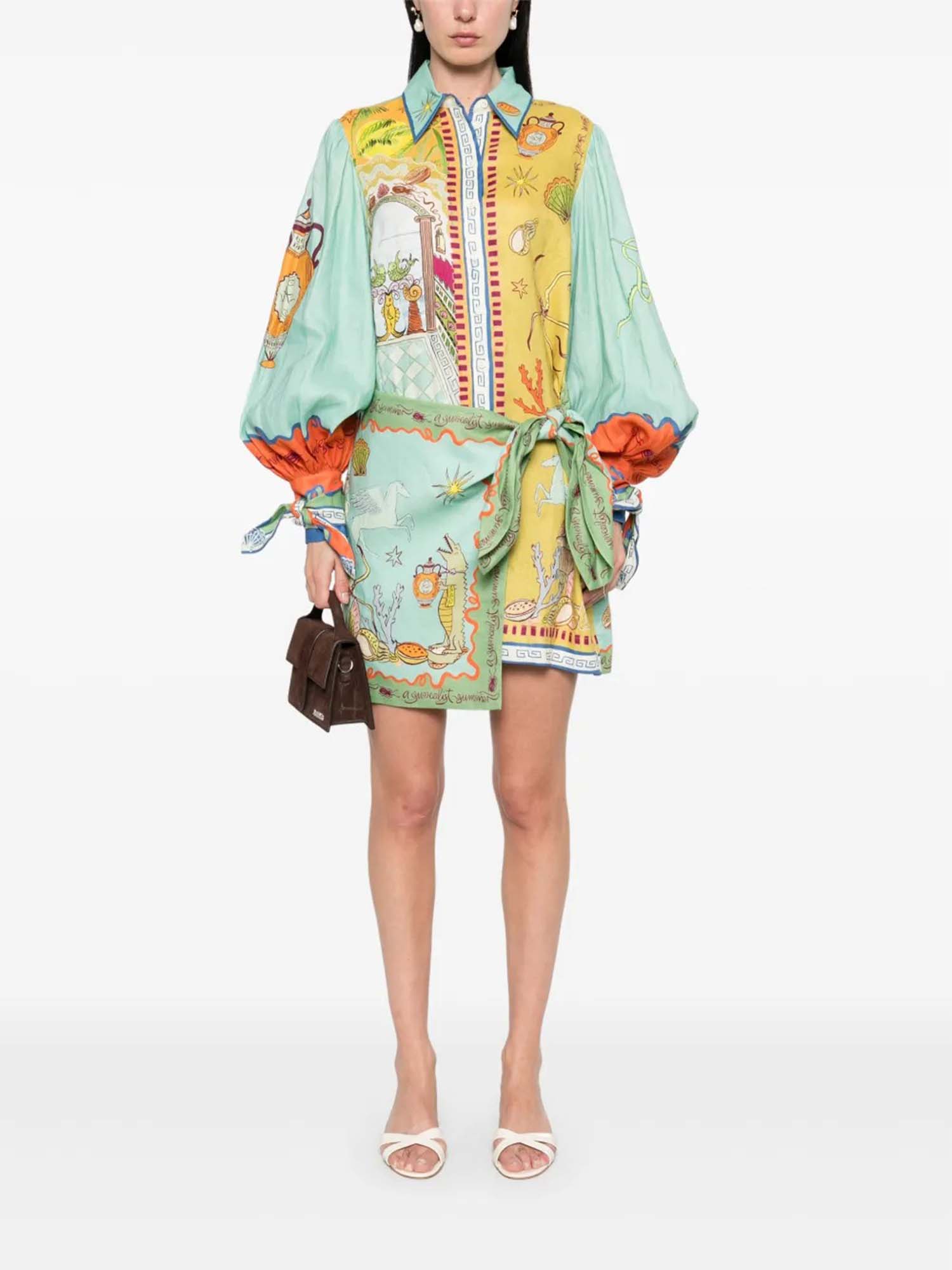 Whimsical Scarf-Tie Shirt Dress