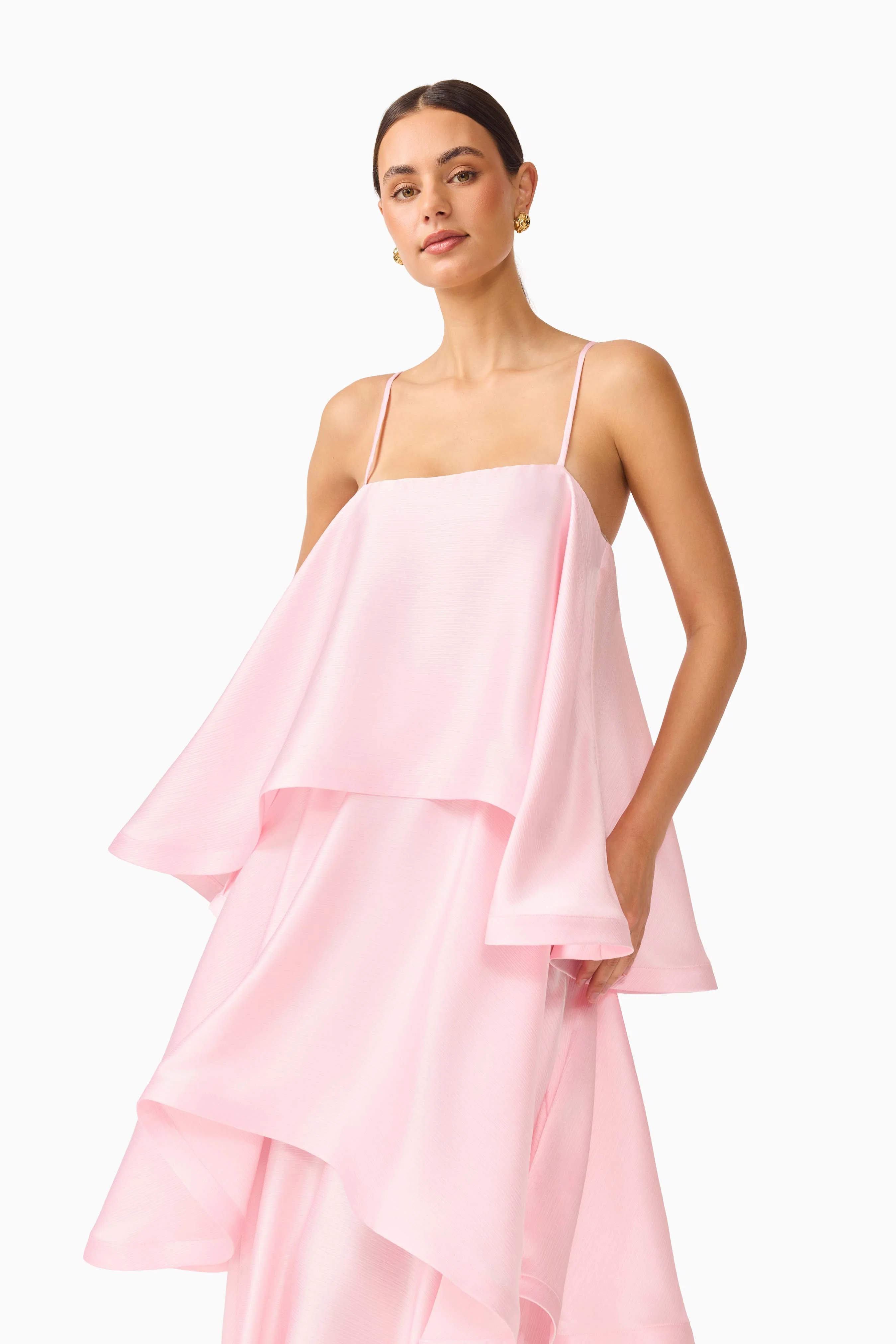 Tilly Tiered Maxi Dress in Blush Pink