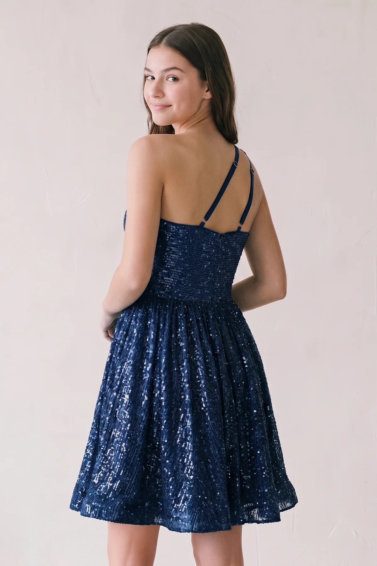 A-Line One Shoulder Sequins Homecoming Dress