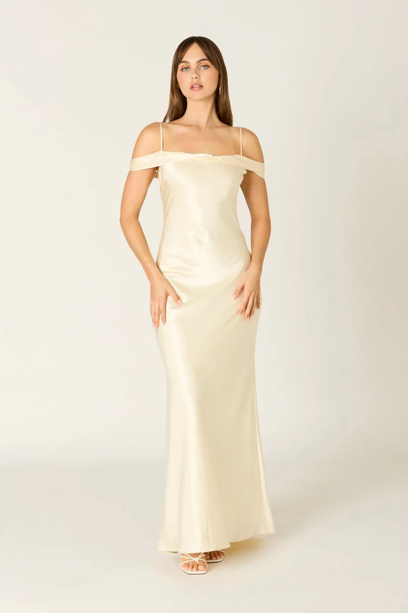 Satin Off The Shoulder Gown