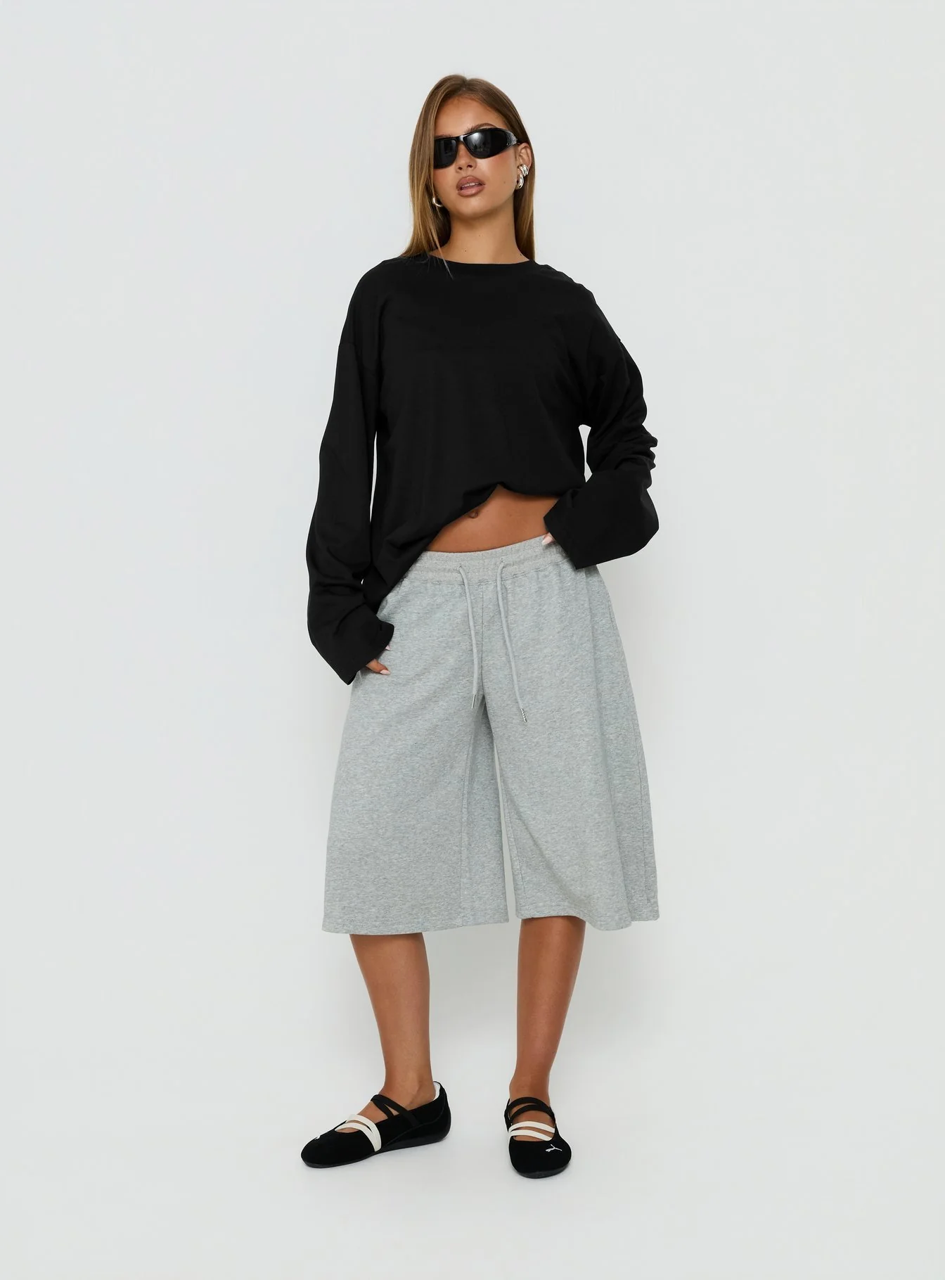 Settle Down Long Sleeve Top Black