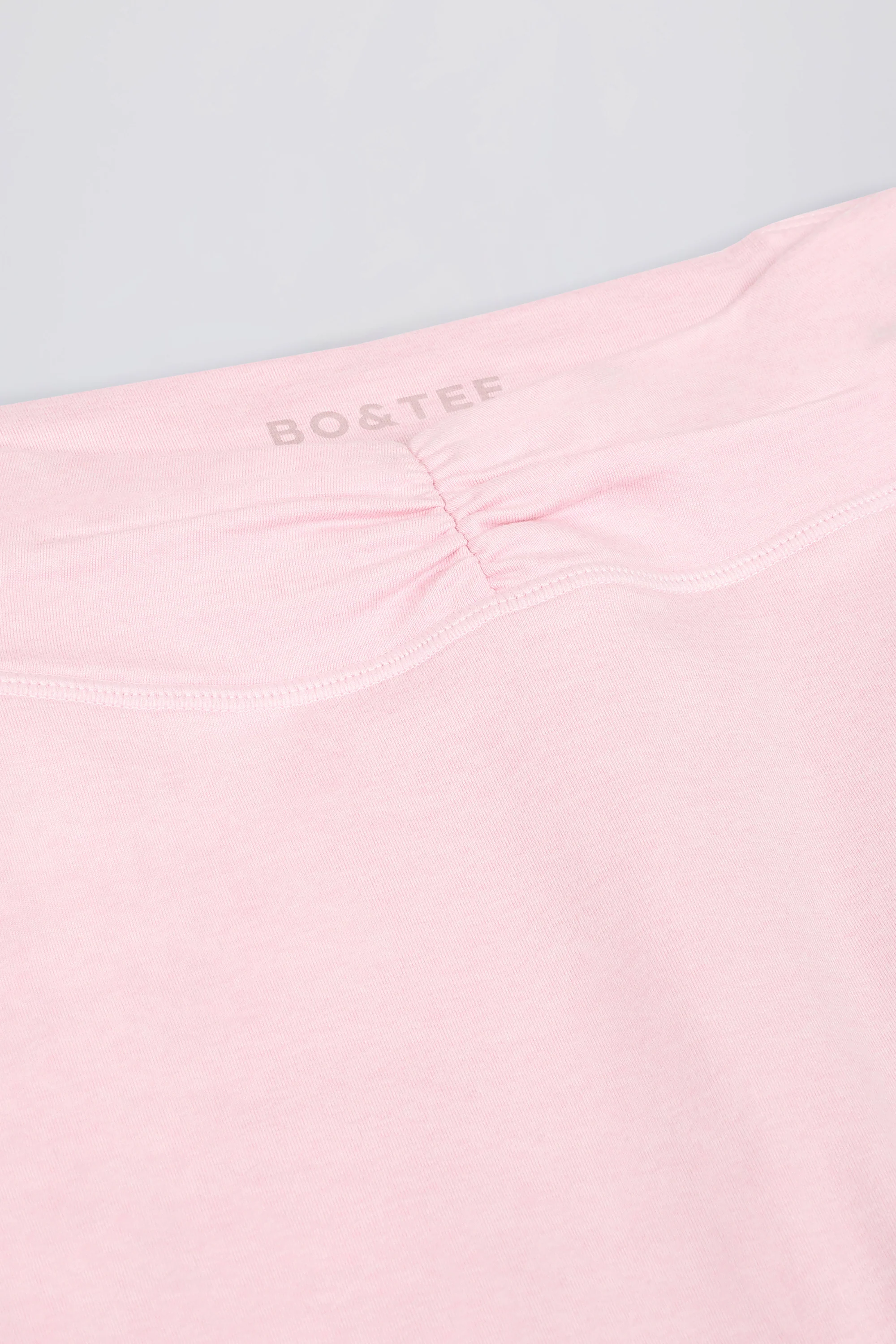 Brushed Jersey Ruched Mid-Rise Leggings in Pale Pink Marl
