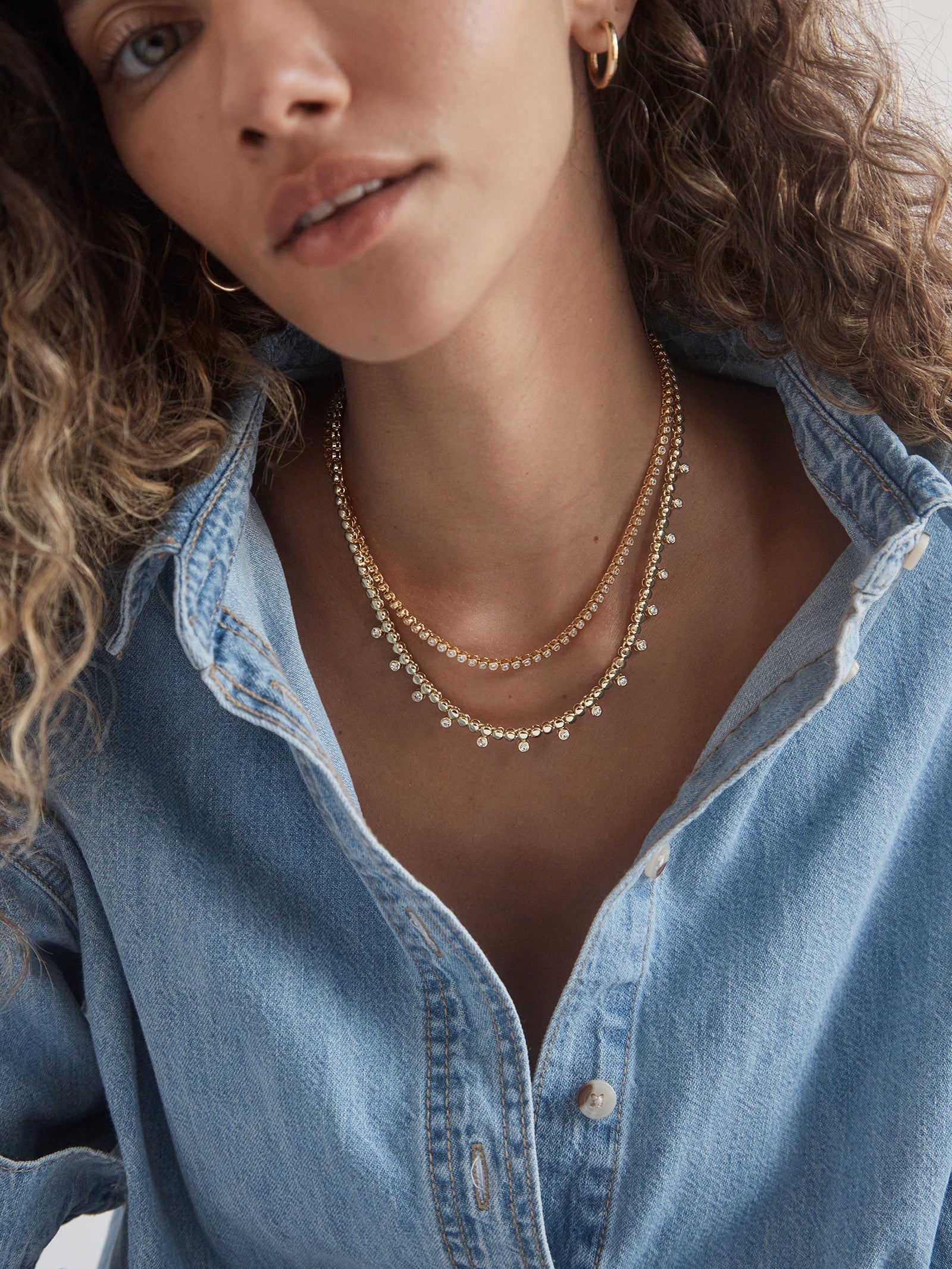 Joelle Pisa Beaded Necklace - Circle Bezel