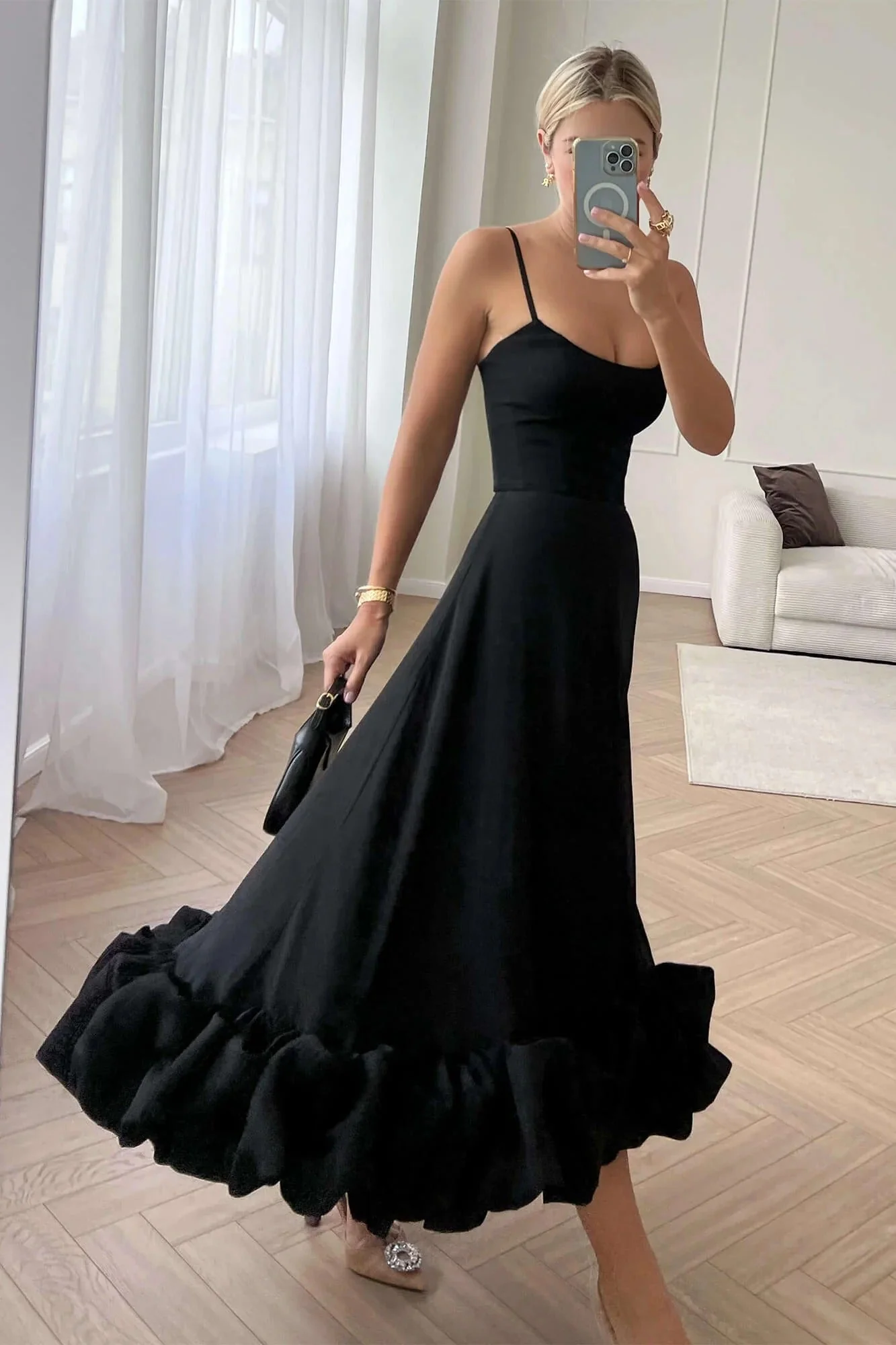 Heather Sleeveless Twirl Midi Dress - luluinthesky