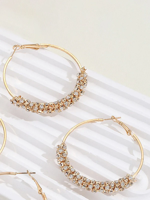 Geometric Rhine Stones Drop Earrings