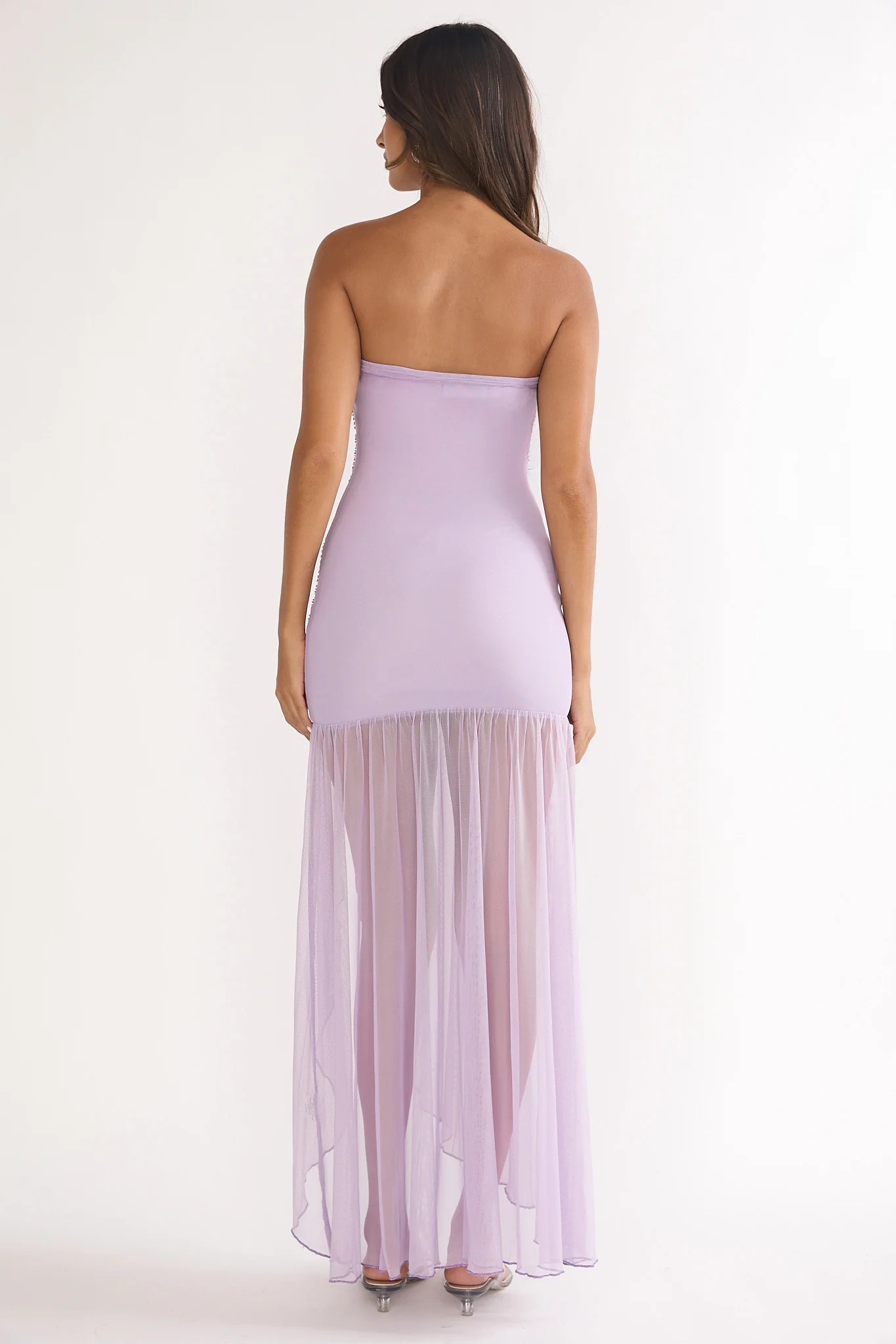 Jezra Strapless Sequin Embellished Maxi Dress Purple
