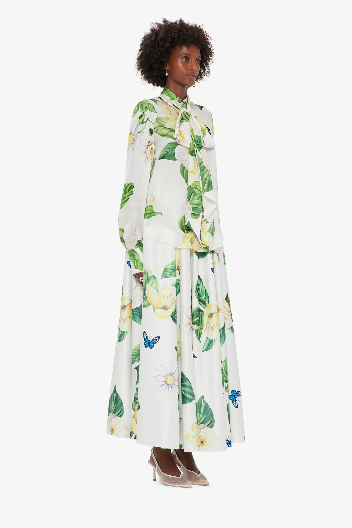 Freya Tie Neck Silk Blouse - Joie Print in Snow
