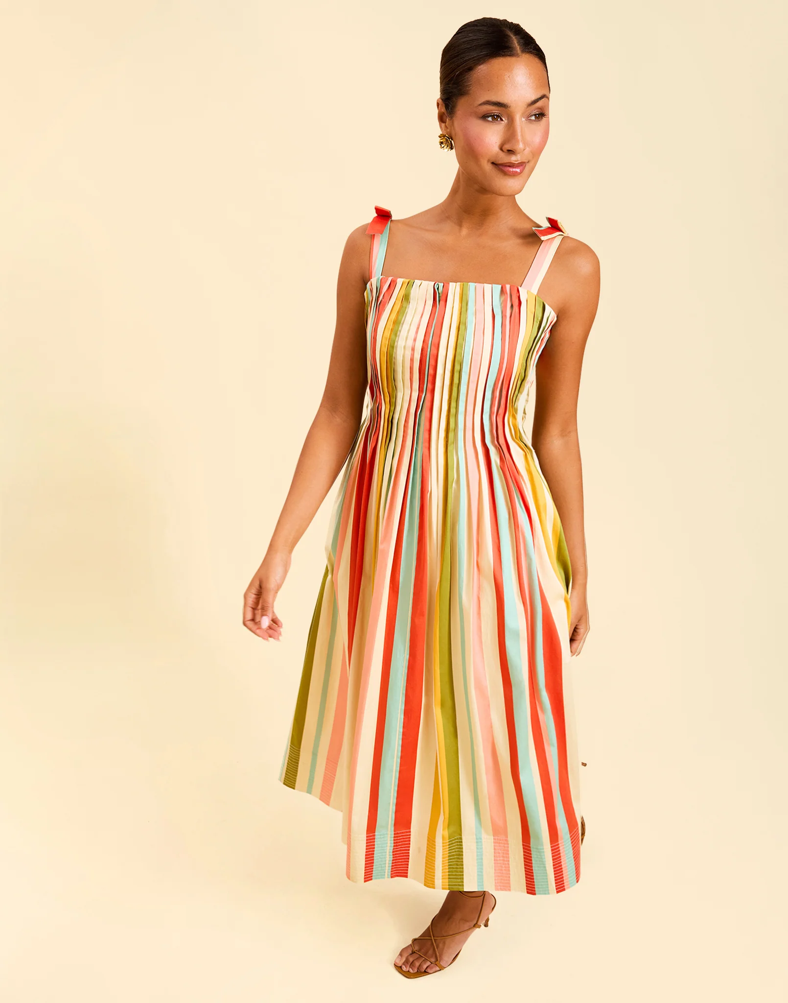 Anais Pintuck Midi Dress