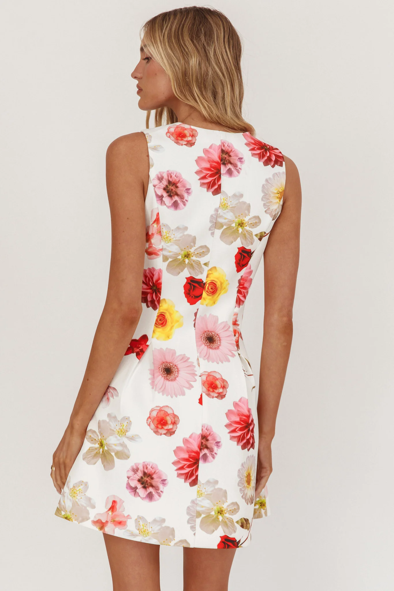 Austria Sleeveless Double Breasted Mini Dress Floral