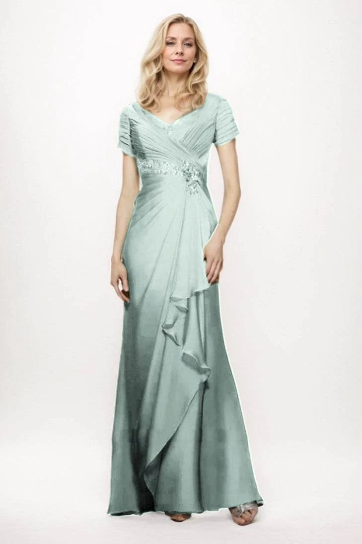 Sheath-Column Maxi Chiffon Mother Of The Bride Dress CM0277