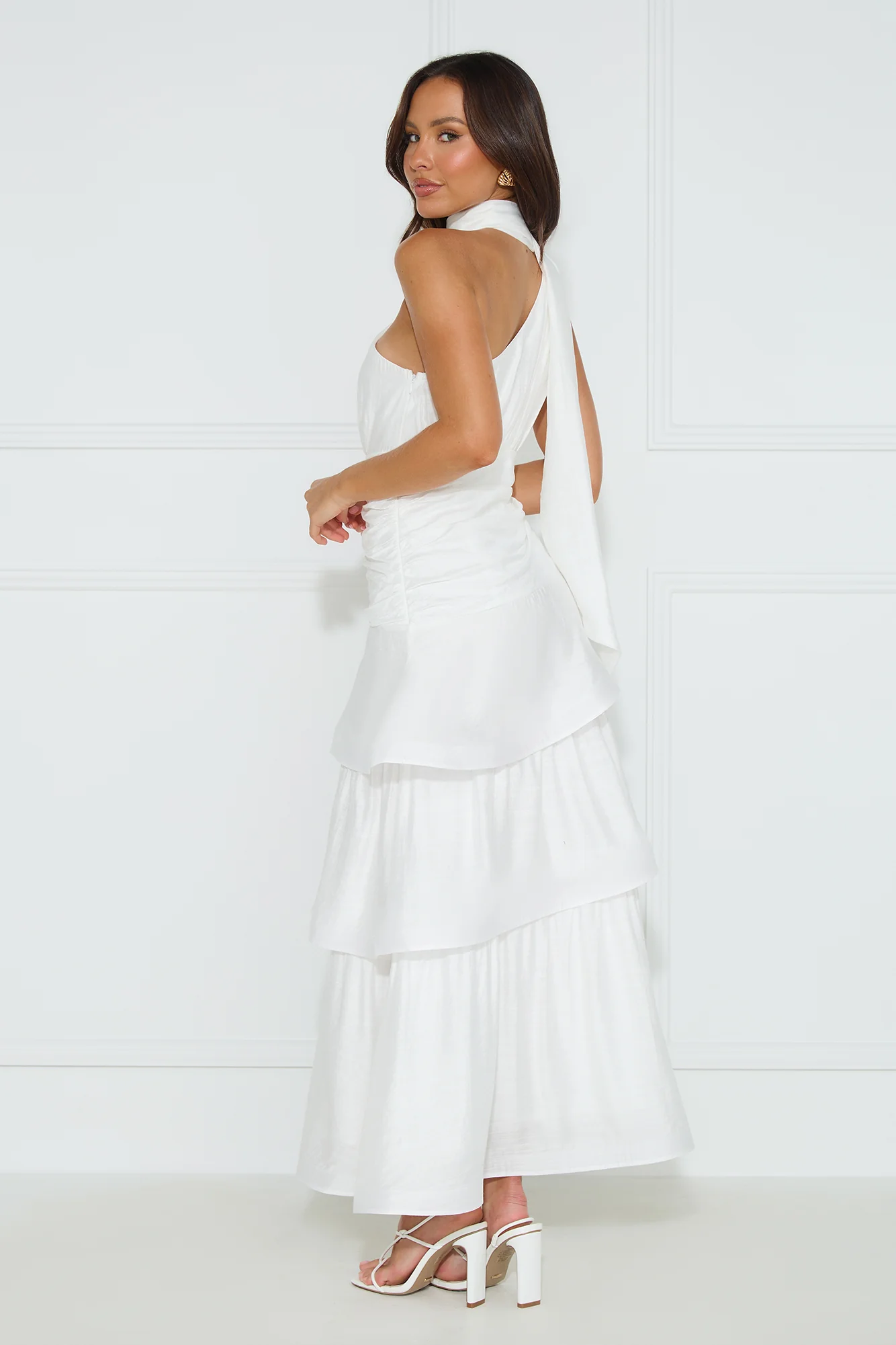 Cara One Shoulder Maxi Dress White - luluinthesky