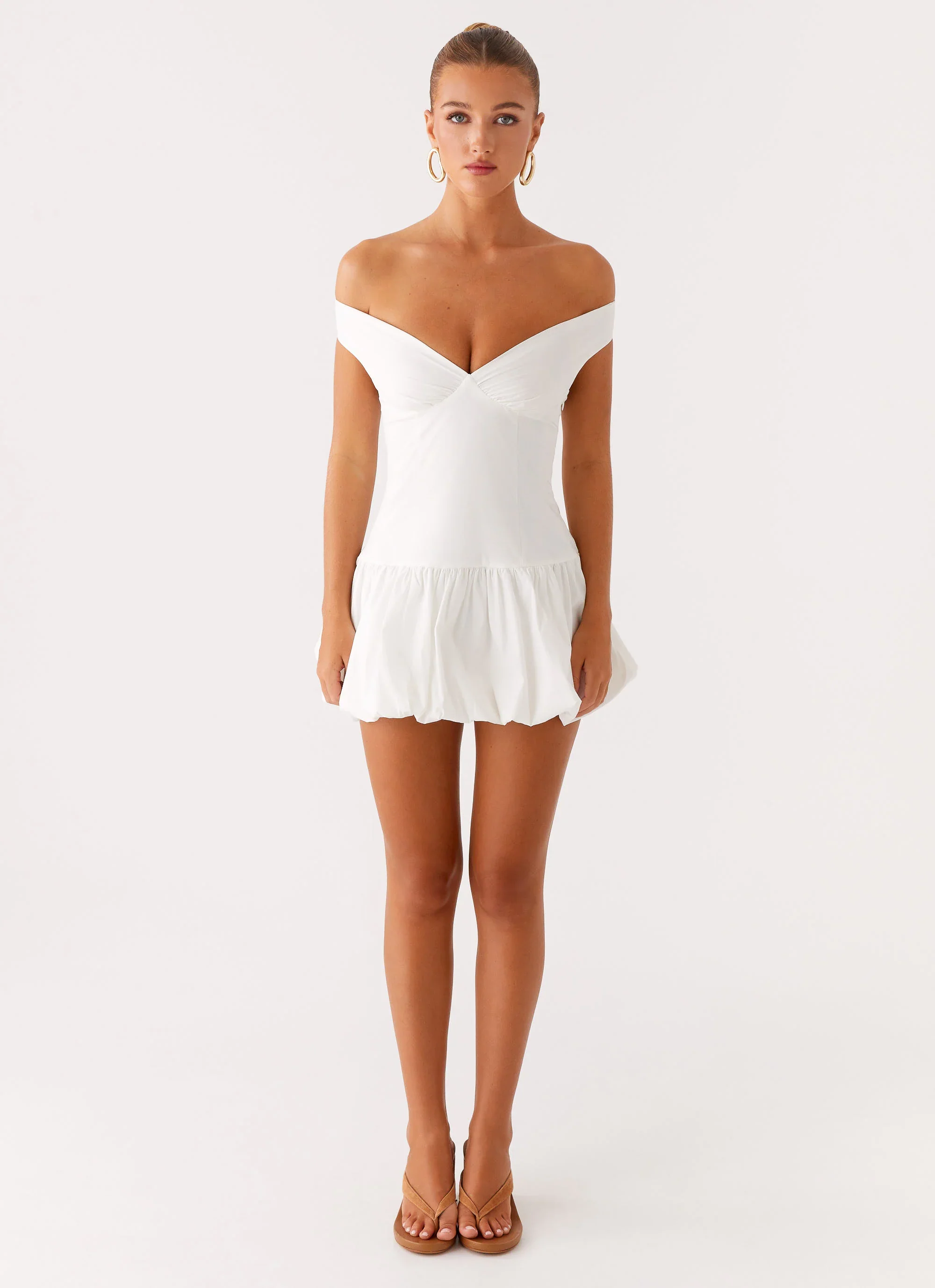 Endless Romance Off Shoulder Mini Dress - White
