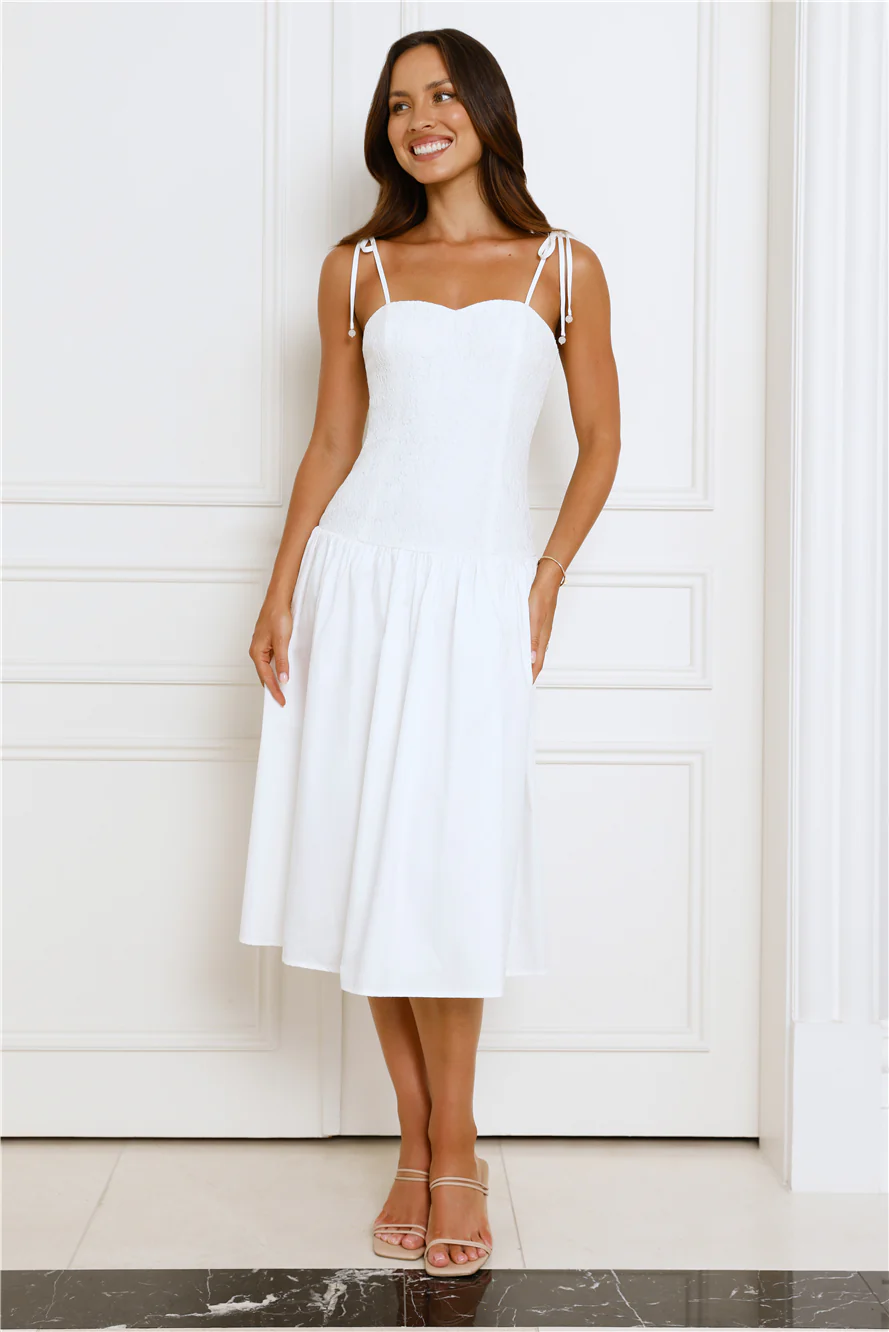 Sailing On A Dream Lace Midi Dress White - luluinthesky