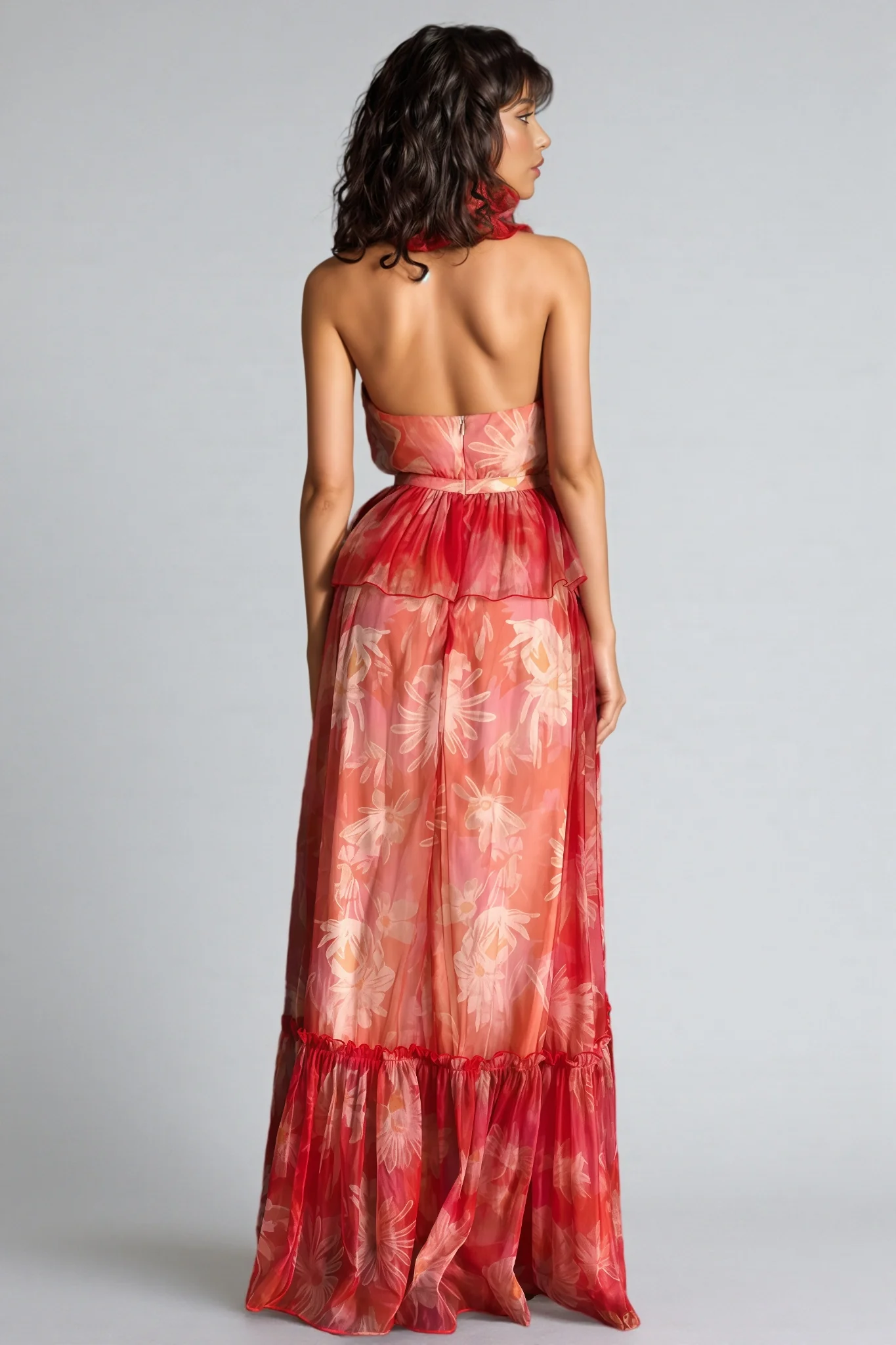 Pia V-Neck Ruffle Maxi Dress
