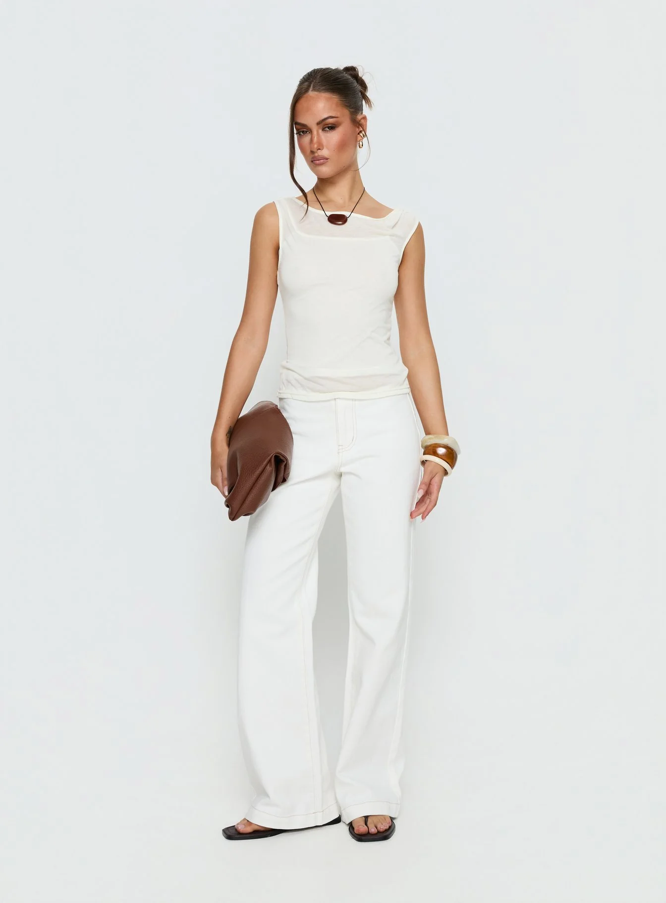 Buenos No Waist Low Rise Straight Leg Jeans White