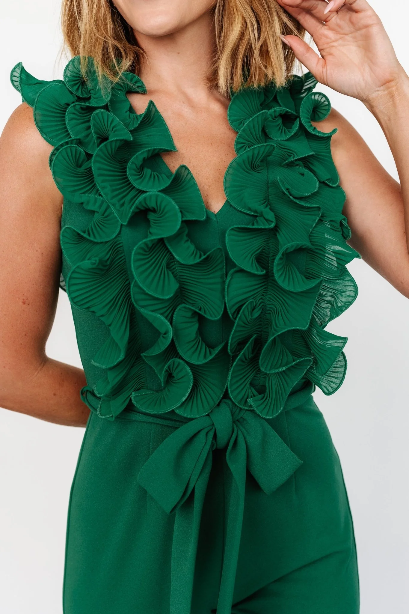 Tyra Ruffle Tank Jumpsuit | Green - luluinthesky