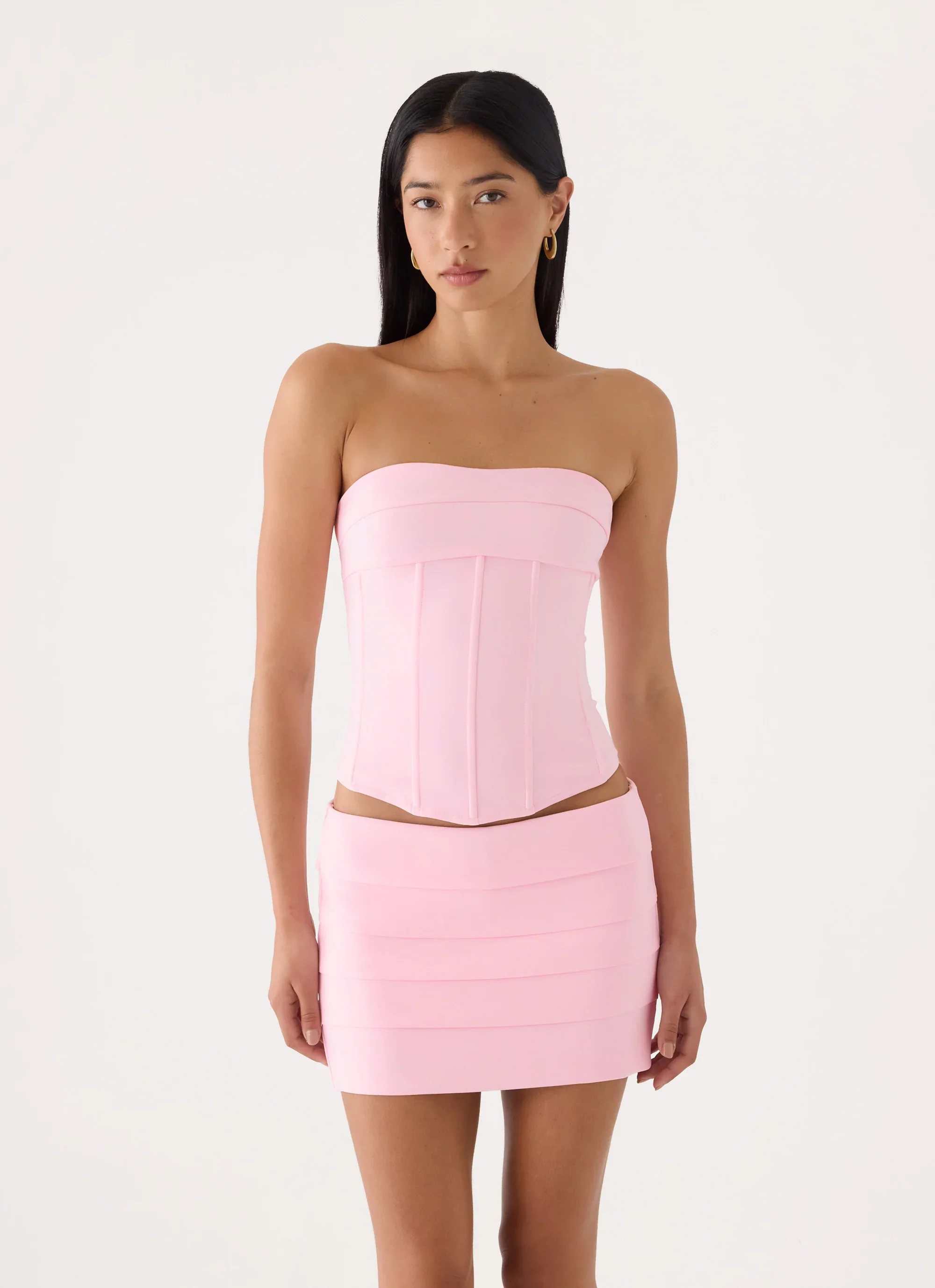 Super Model Crepe Corset Top - Pink