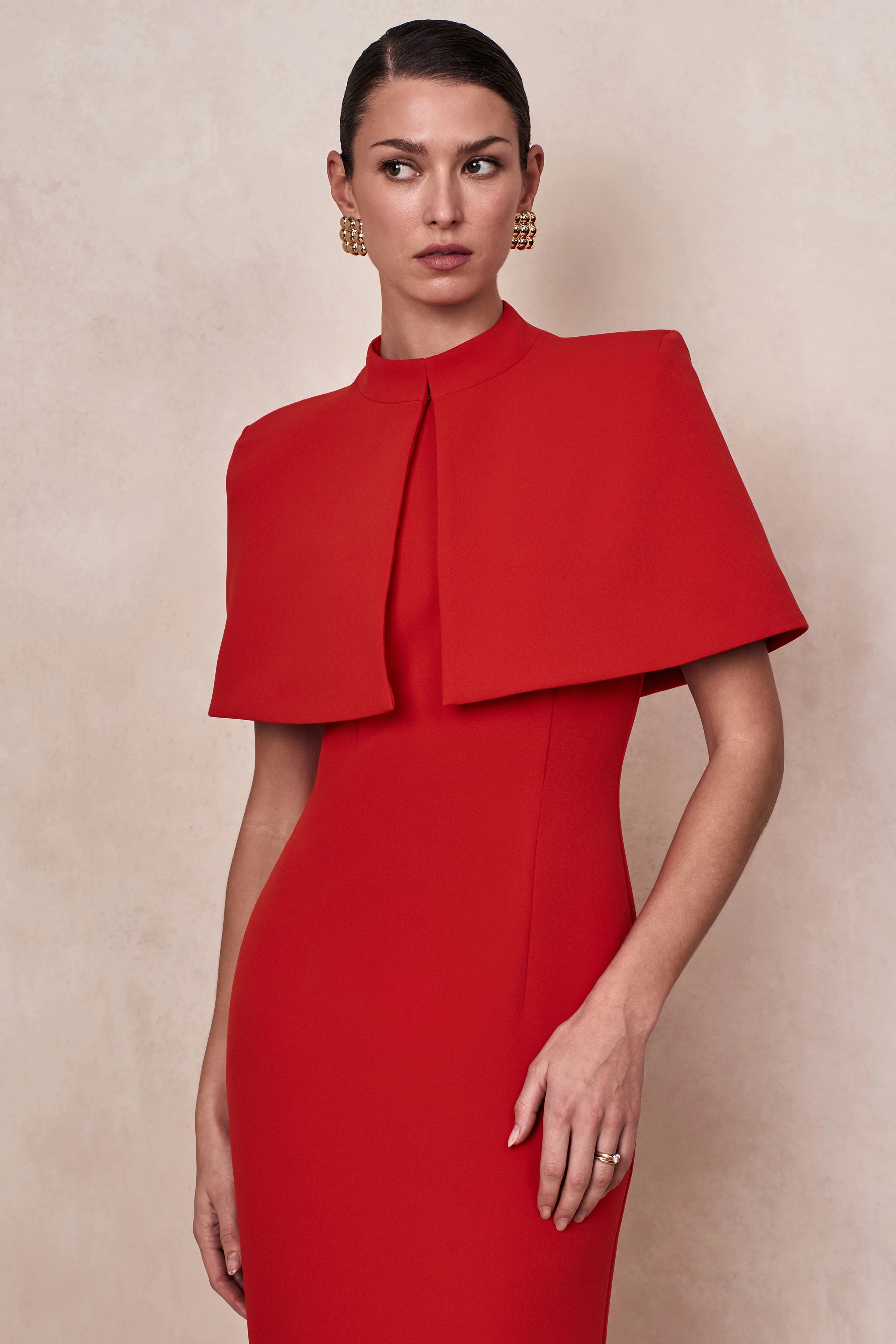 Deva | Red High-Neck Cape
