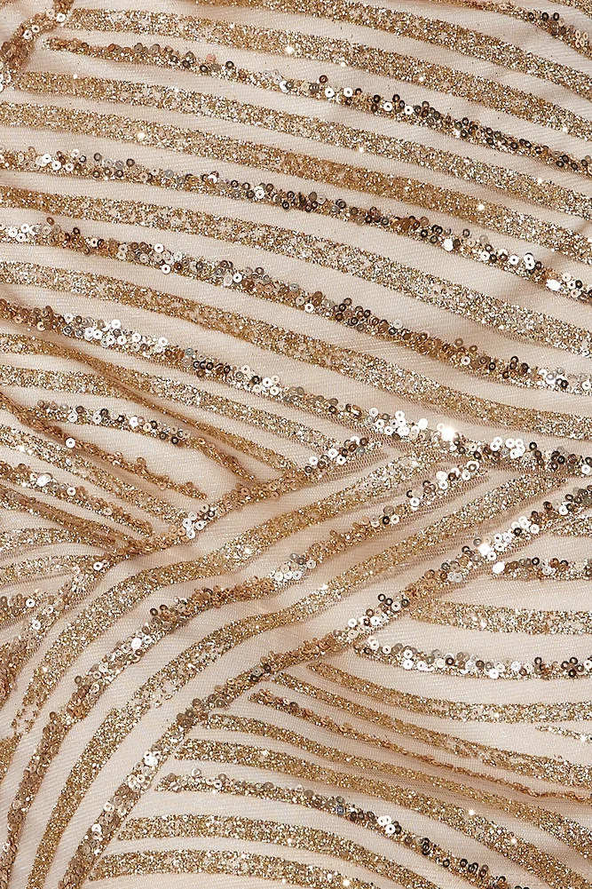 Shimmering Star Sequin Mini Dress Gold