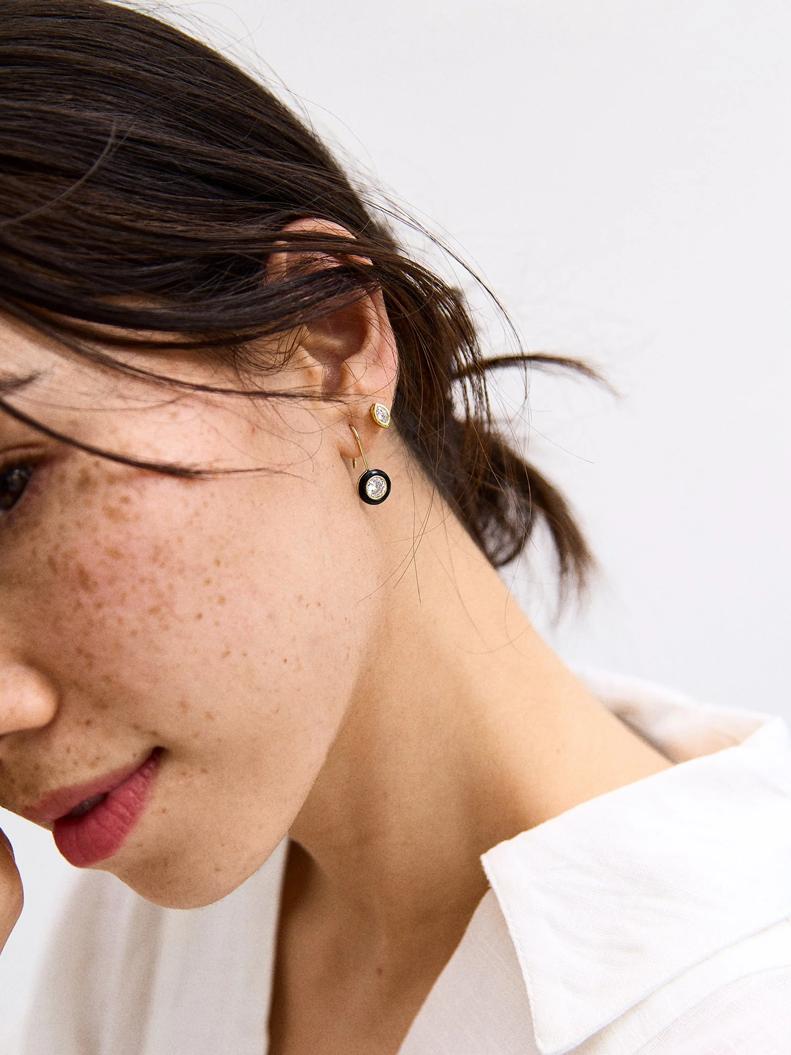 Elaine 14K Gold Stud Earrings - Marquise Stone