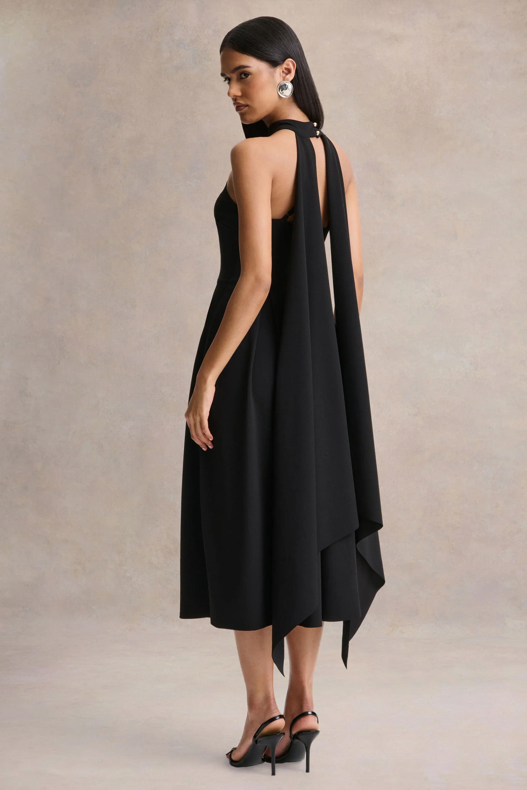 Rhode | Black Halter-Neck Midi Dress
