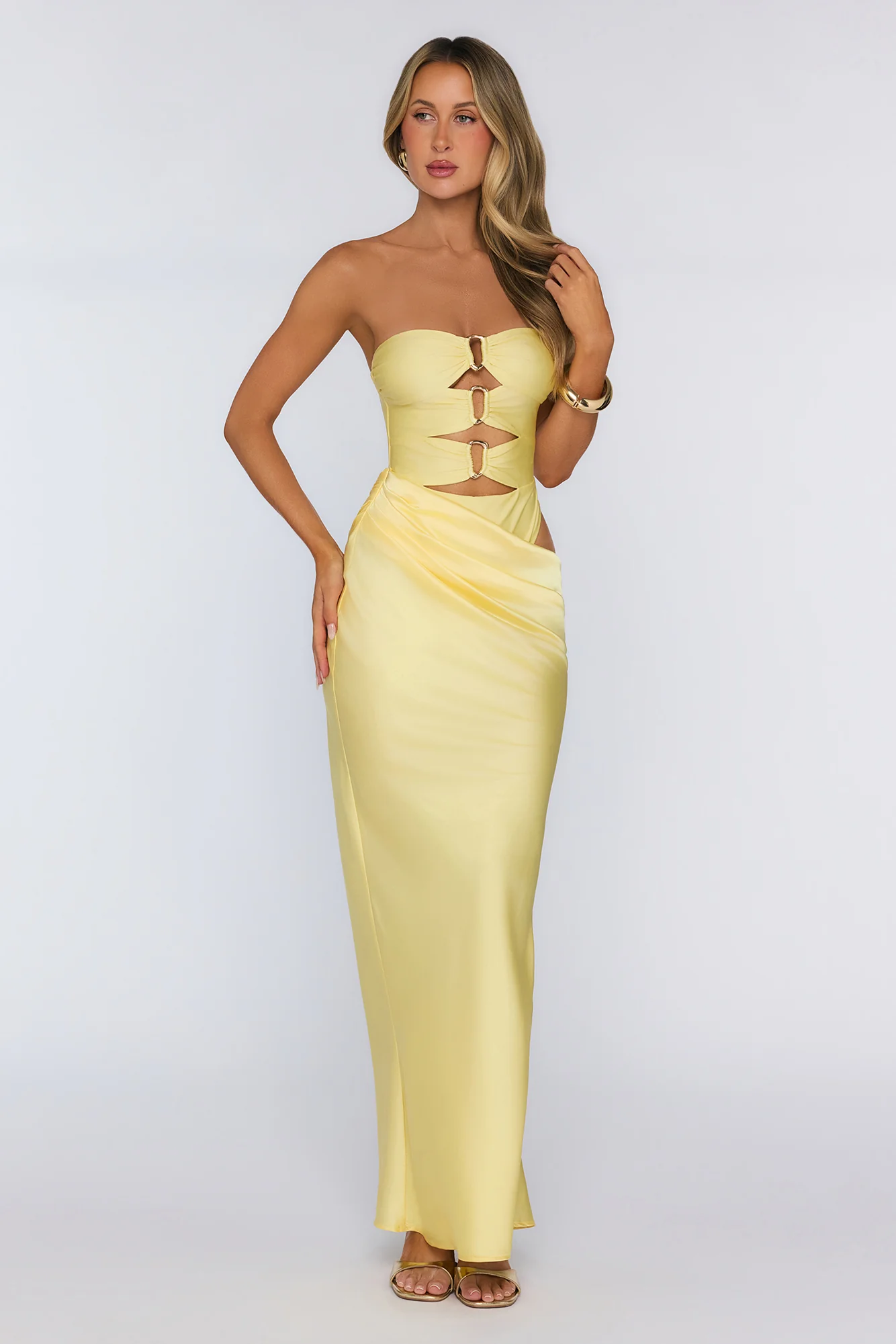 Proof of Style Strapless Maxi Dress Yellow