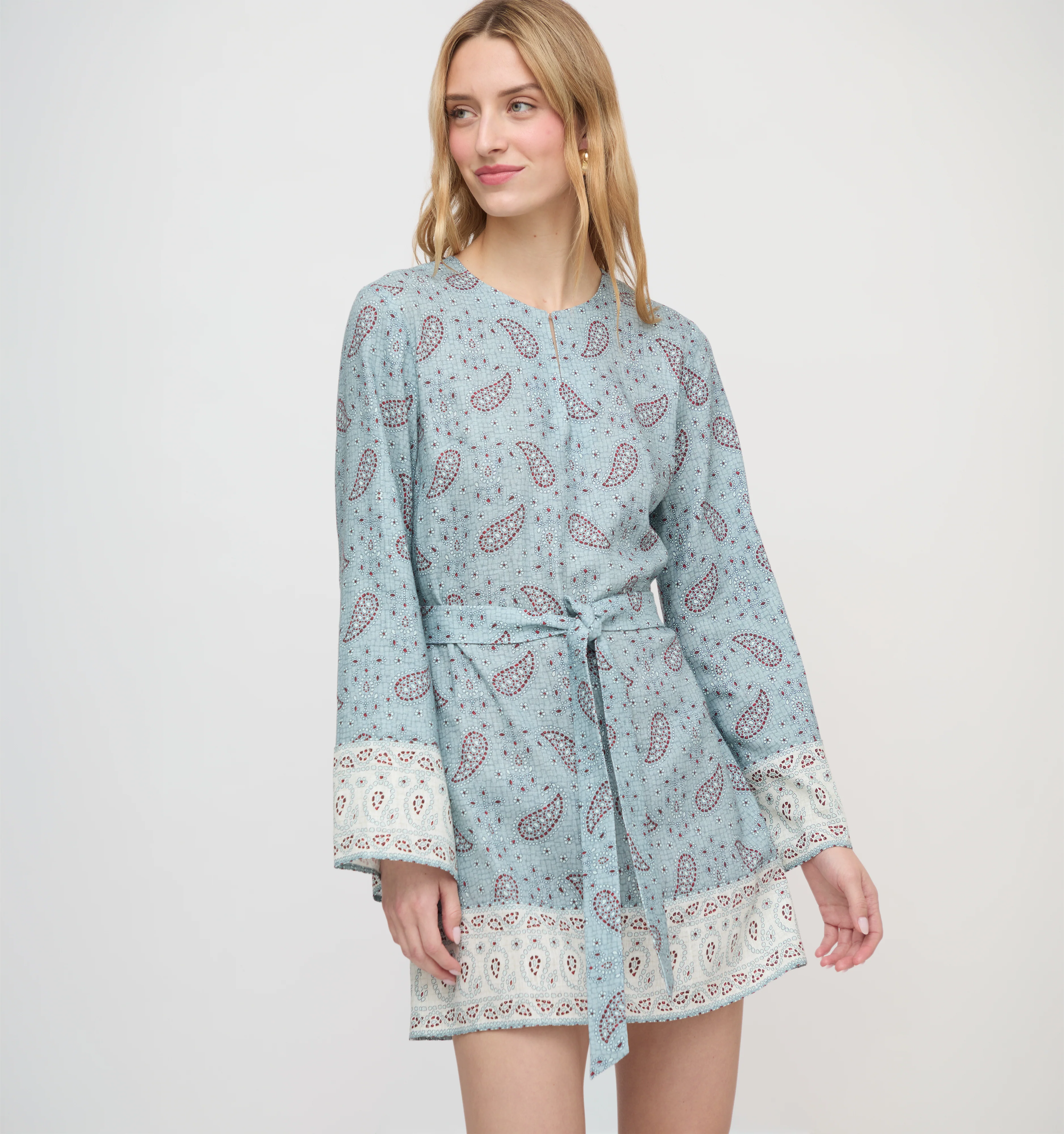 The Magnolia Tunic - Dusty Blue Gemstone Mosaic Scarf