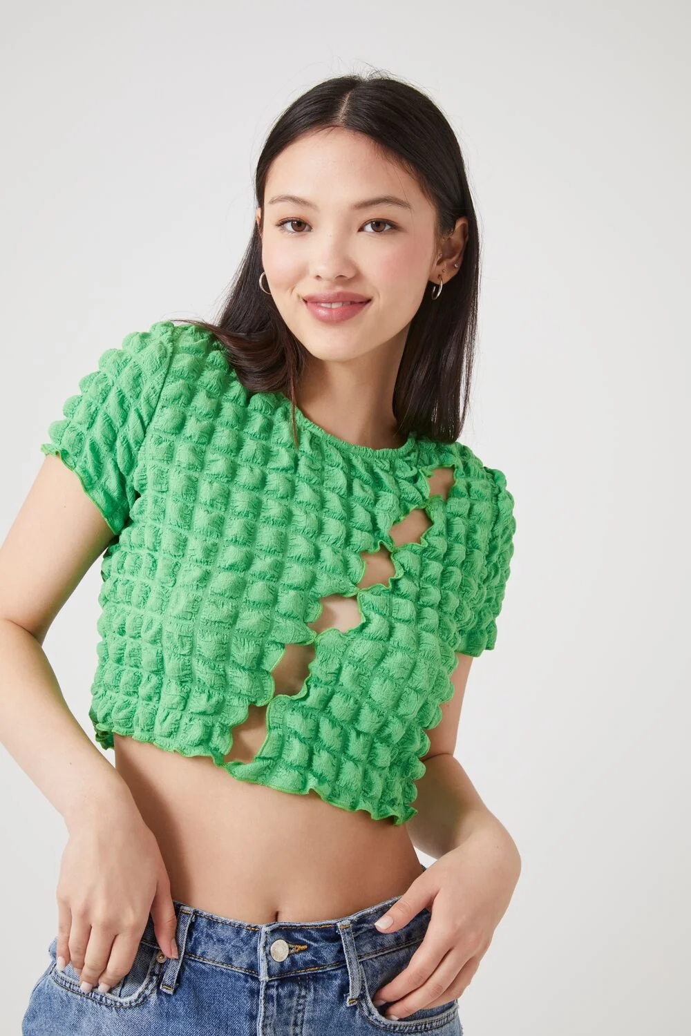 Textured Cutout Crop Top