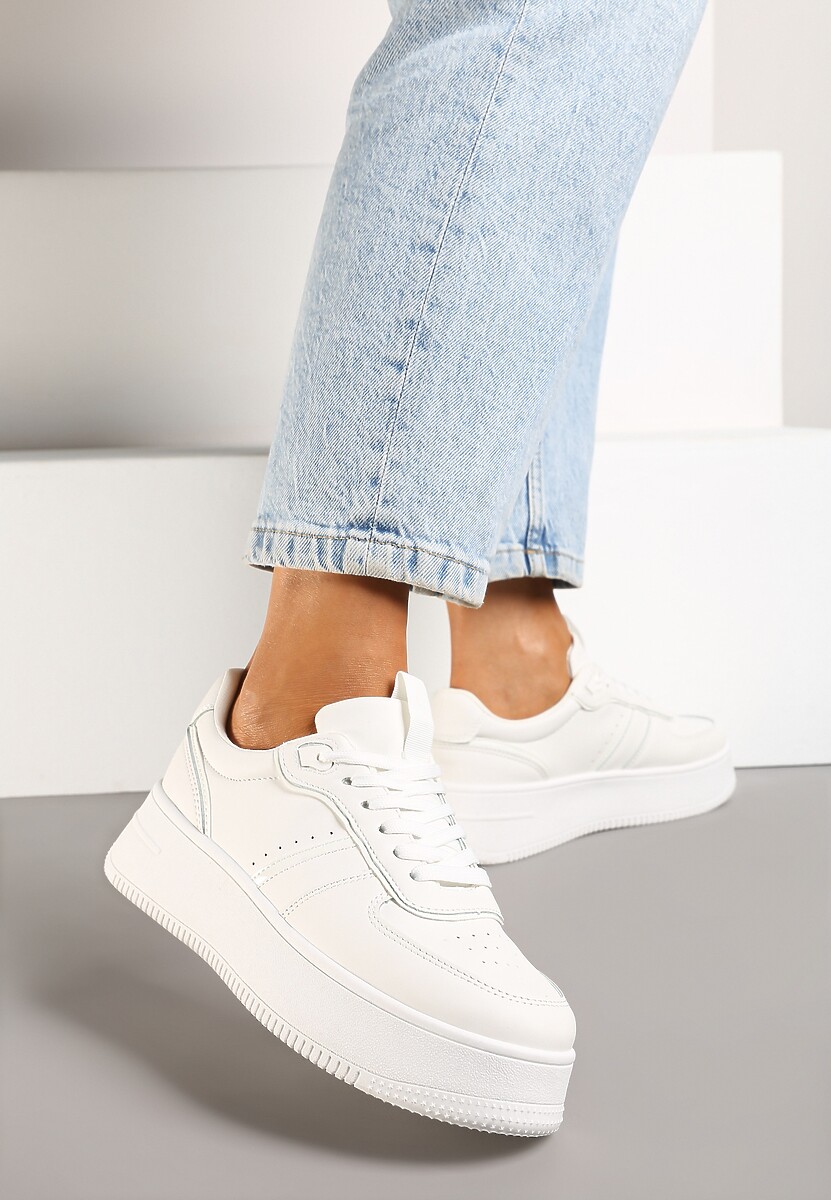 Czarno-Białe Sneakersy Vices na Platformie ze Sznurowaniem Lealirra