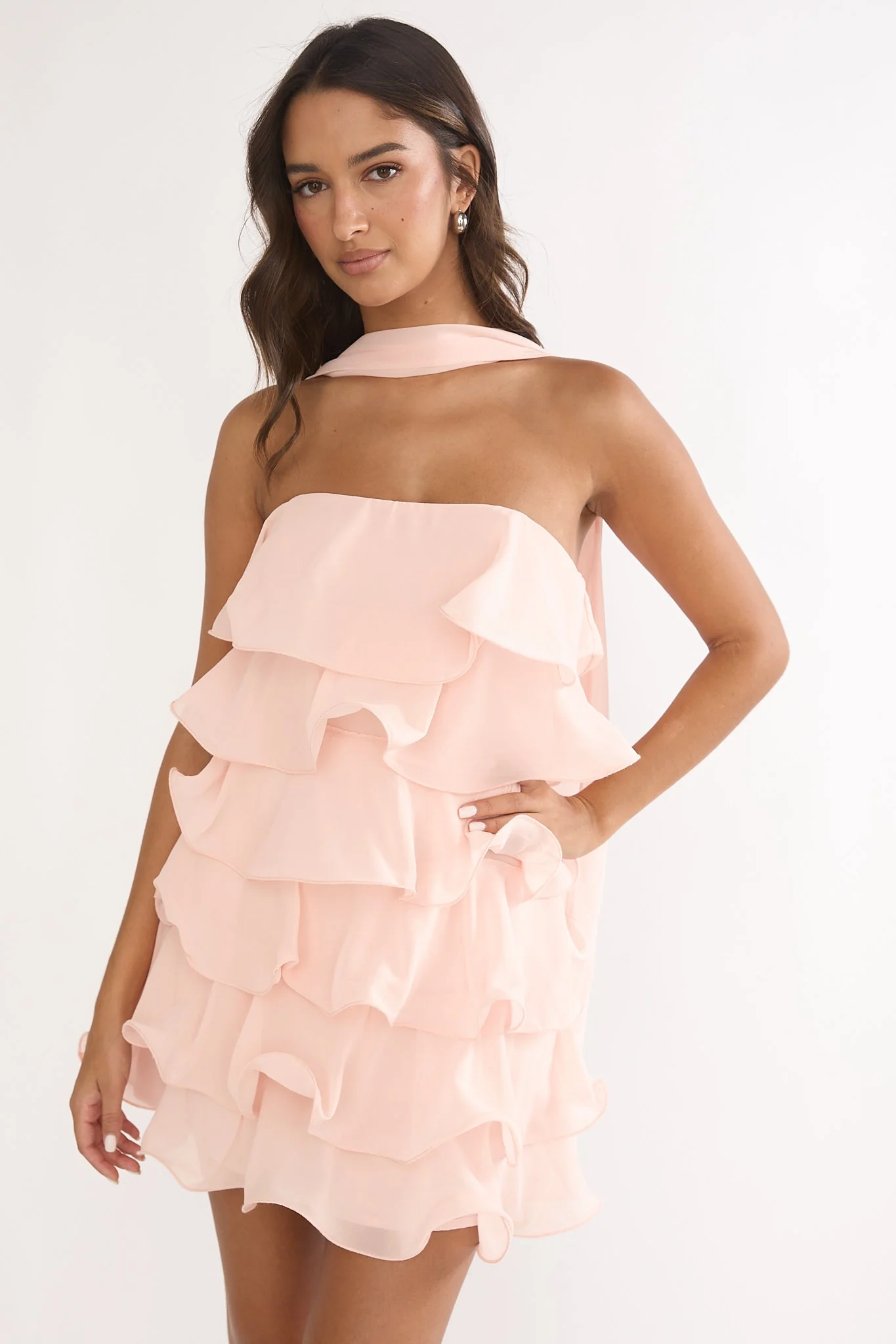Love Note Strapless Layered Mini Dress Pink