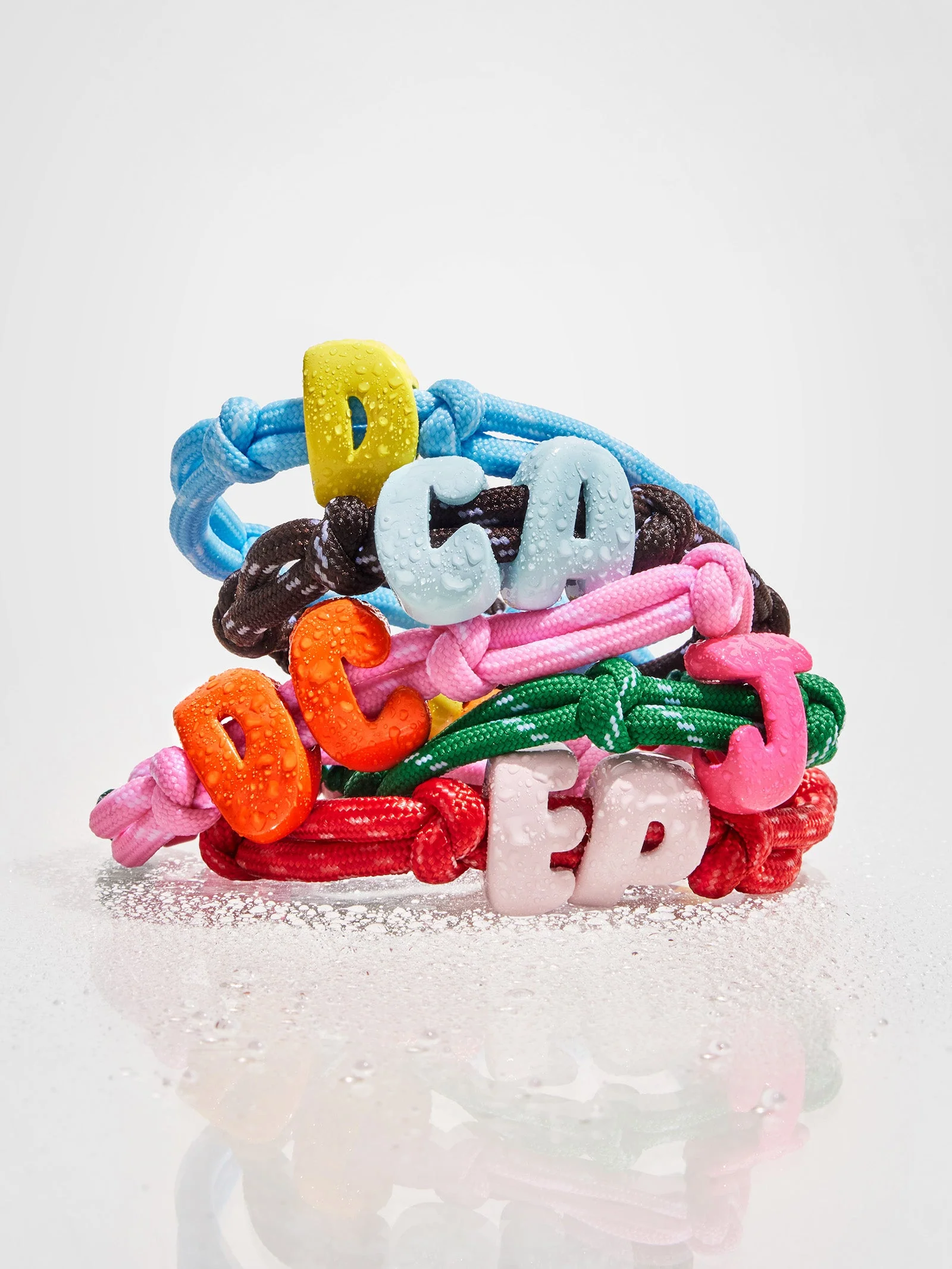 Knotty Enamel Initial Custom Bracelet - Pink/Orange Single Letter