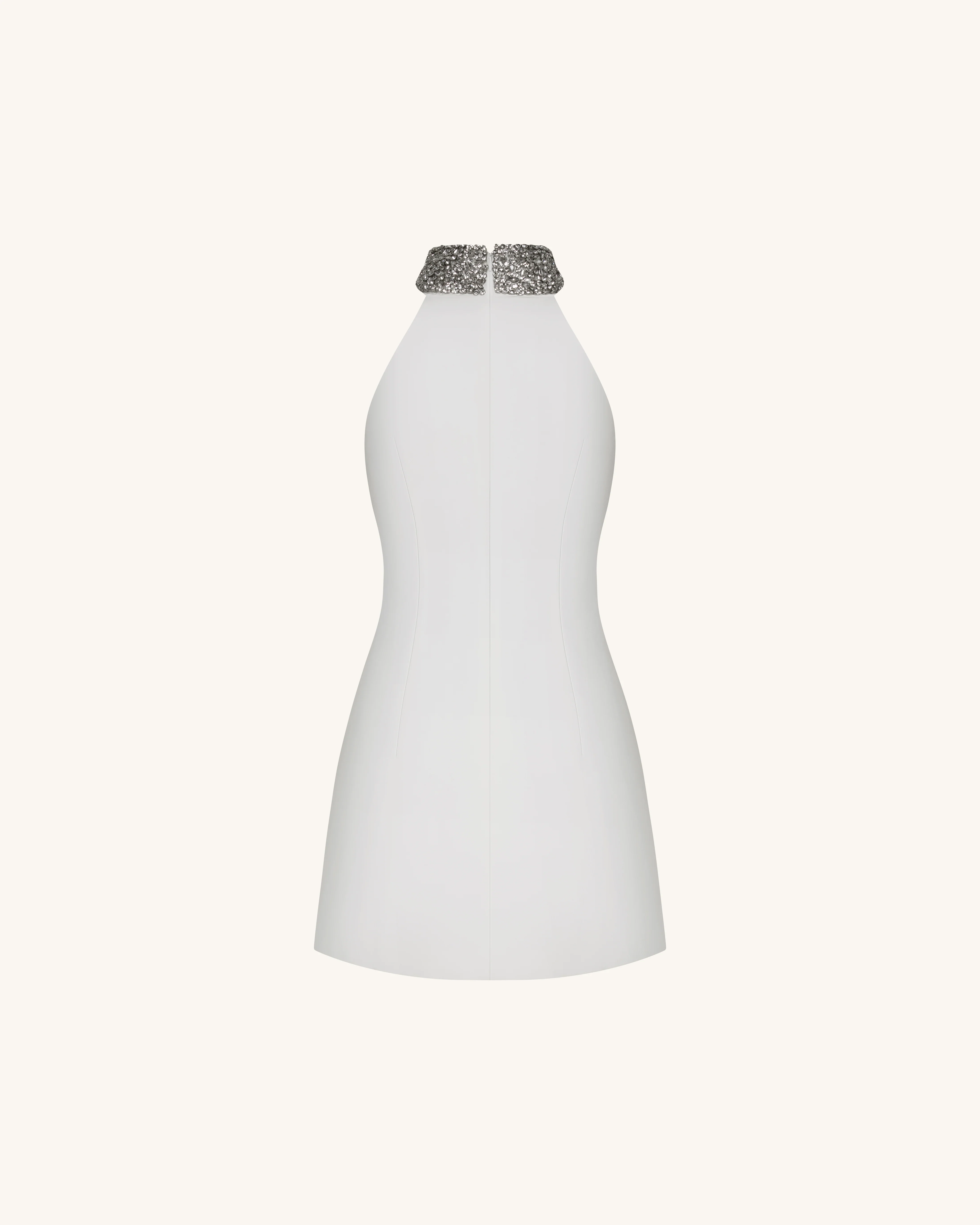 Jeweled Halter Iris Motif Dress - White - FASHION NOB
