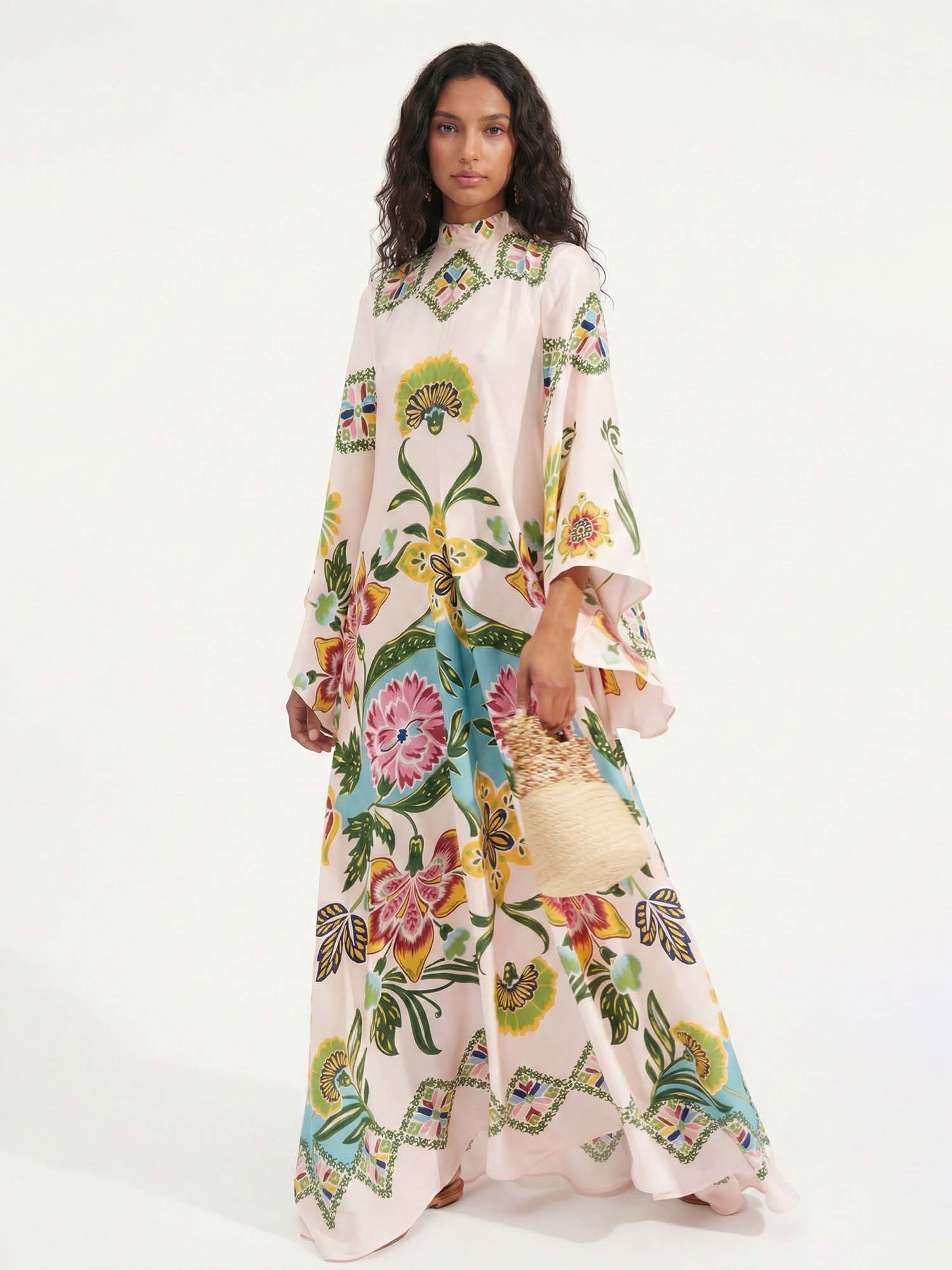 Floral Print Bohemian Long Sleeve Maxi Dress