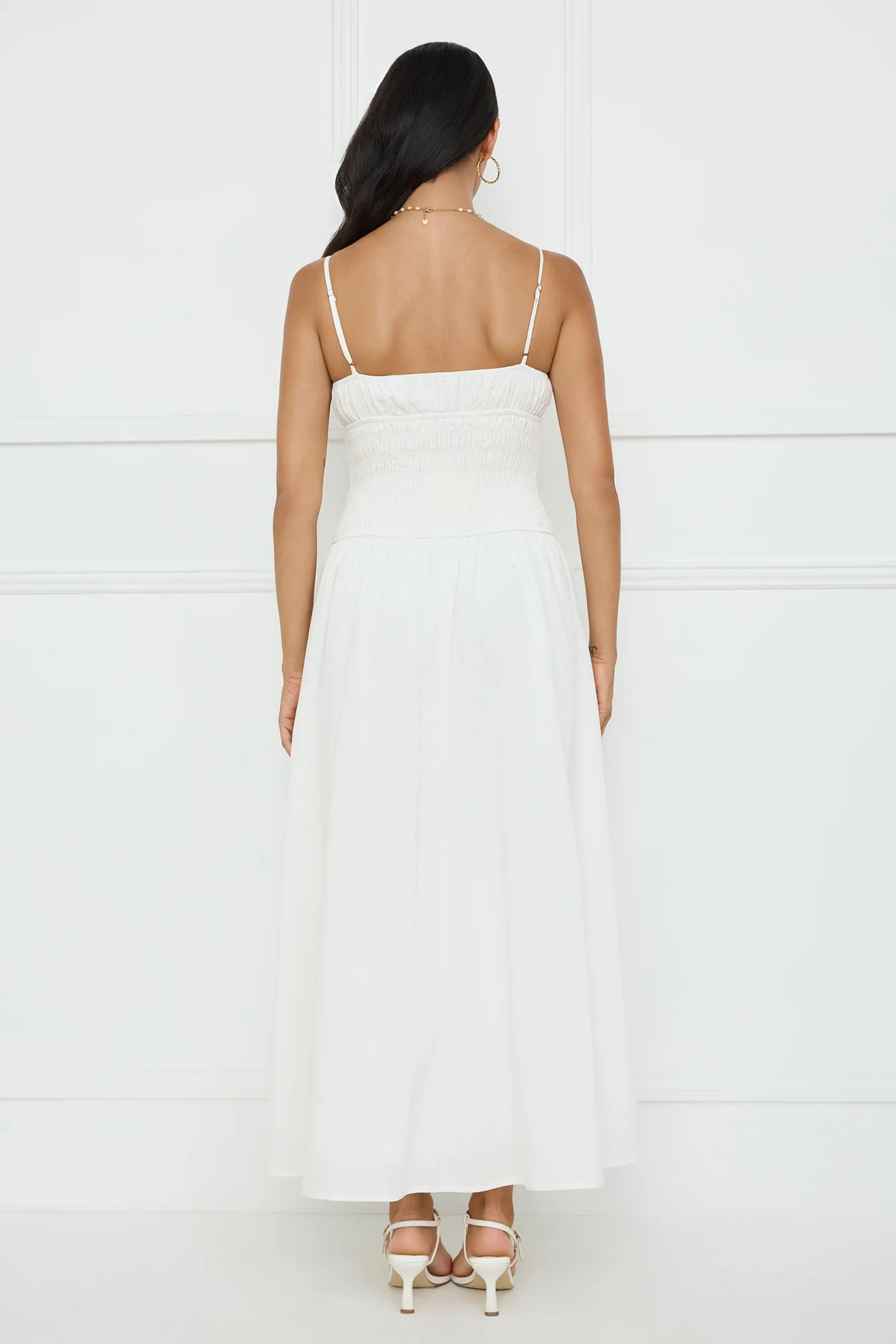 Starfall Garden Linen Blend Maxi Dress White - luluinthesky