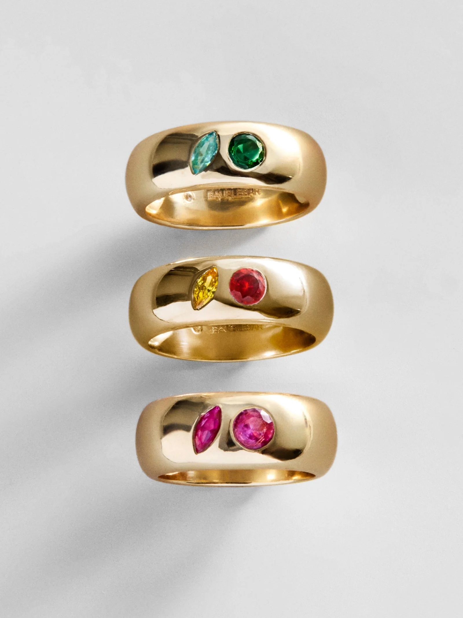 Multi-Stone Puffy Custom Birthstone Ring - Gold