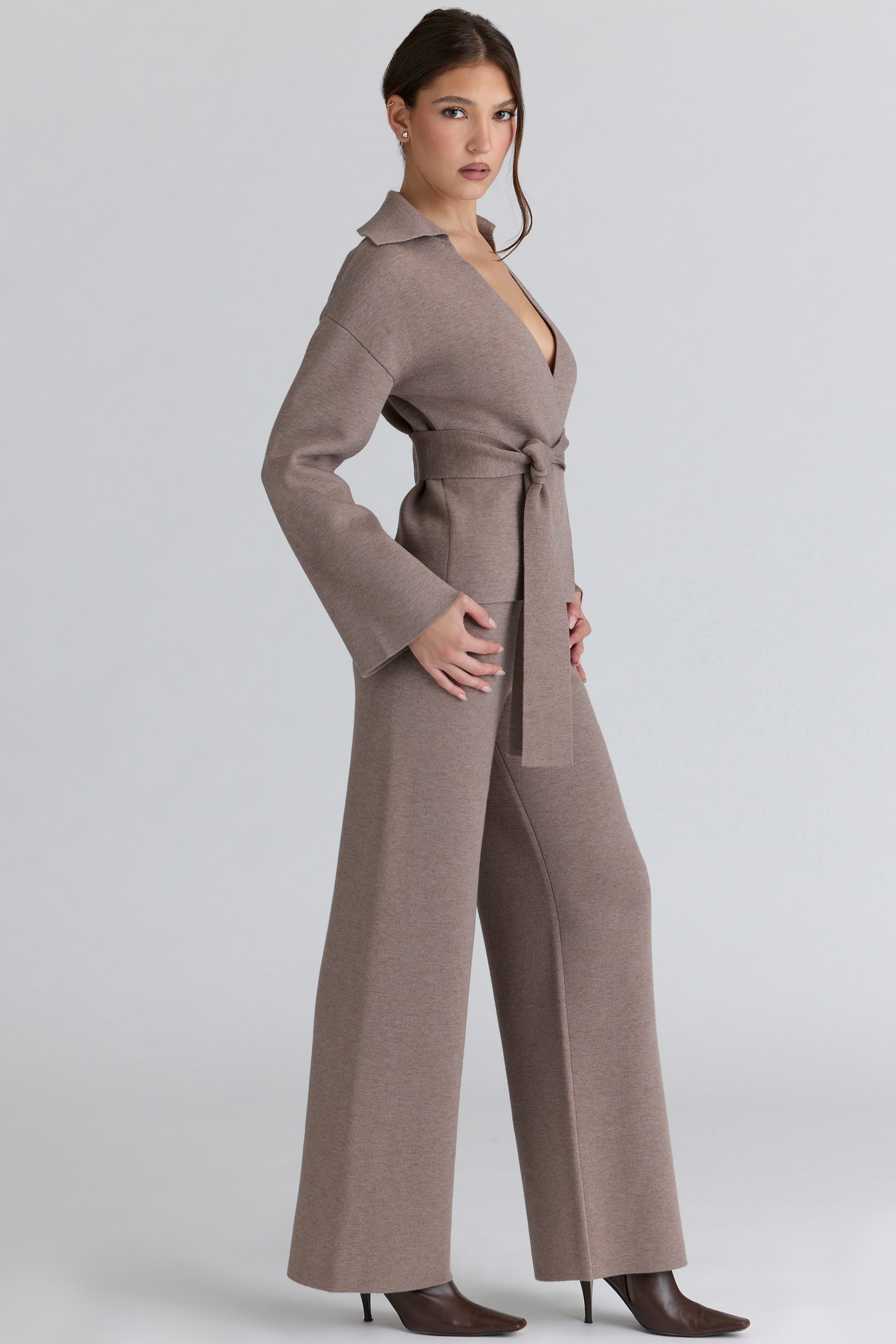 Taupe Wool Wrap Contour Jacket