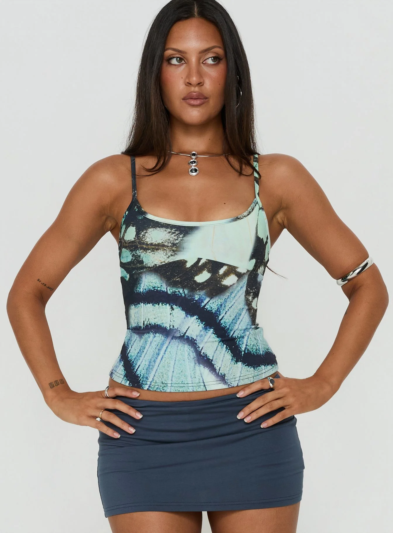 Full Focus Cami Top Blue Butterfly