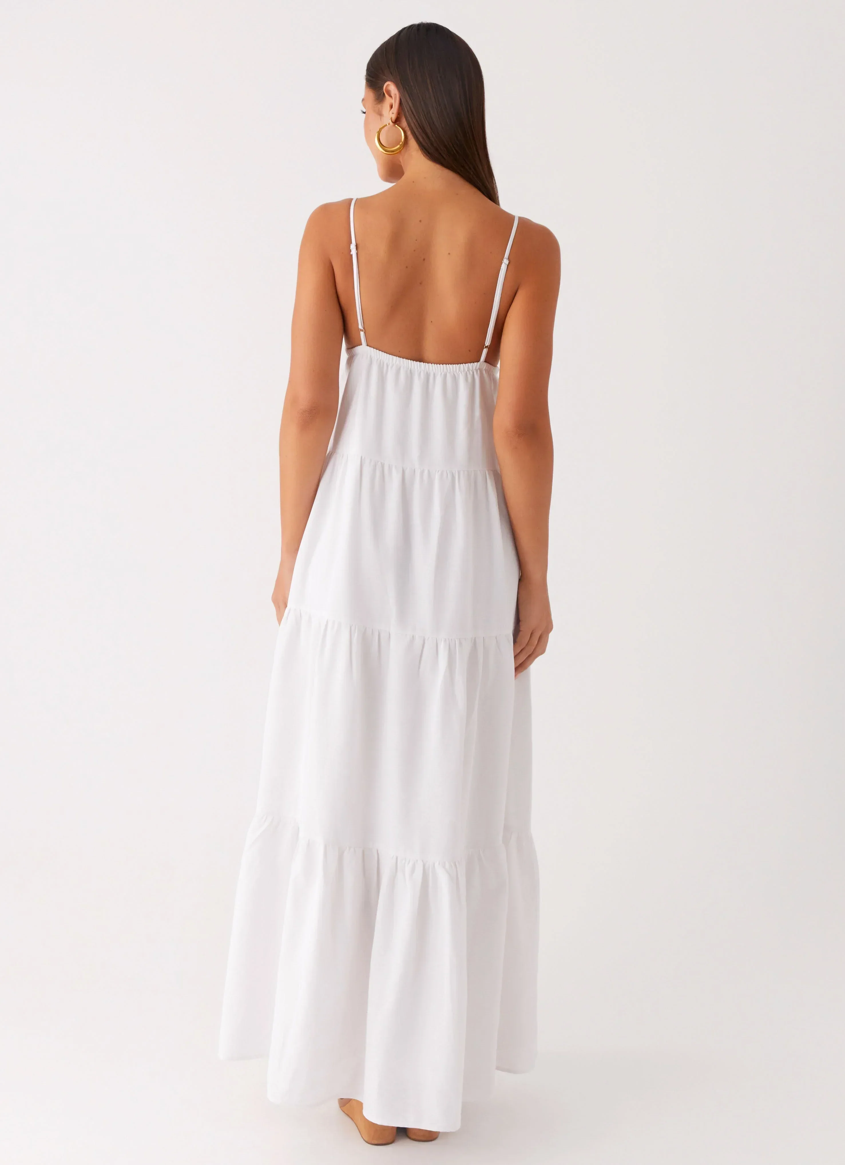 Lotty Linen Maxi Dress - White - luluinthesky
