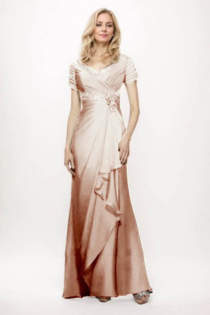 Sheath-Column Maxi Chiffon Mother Of The Bride Dress CM0277