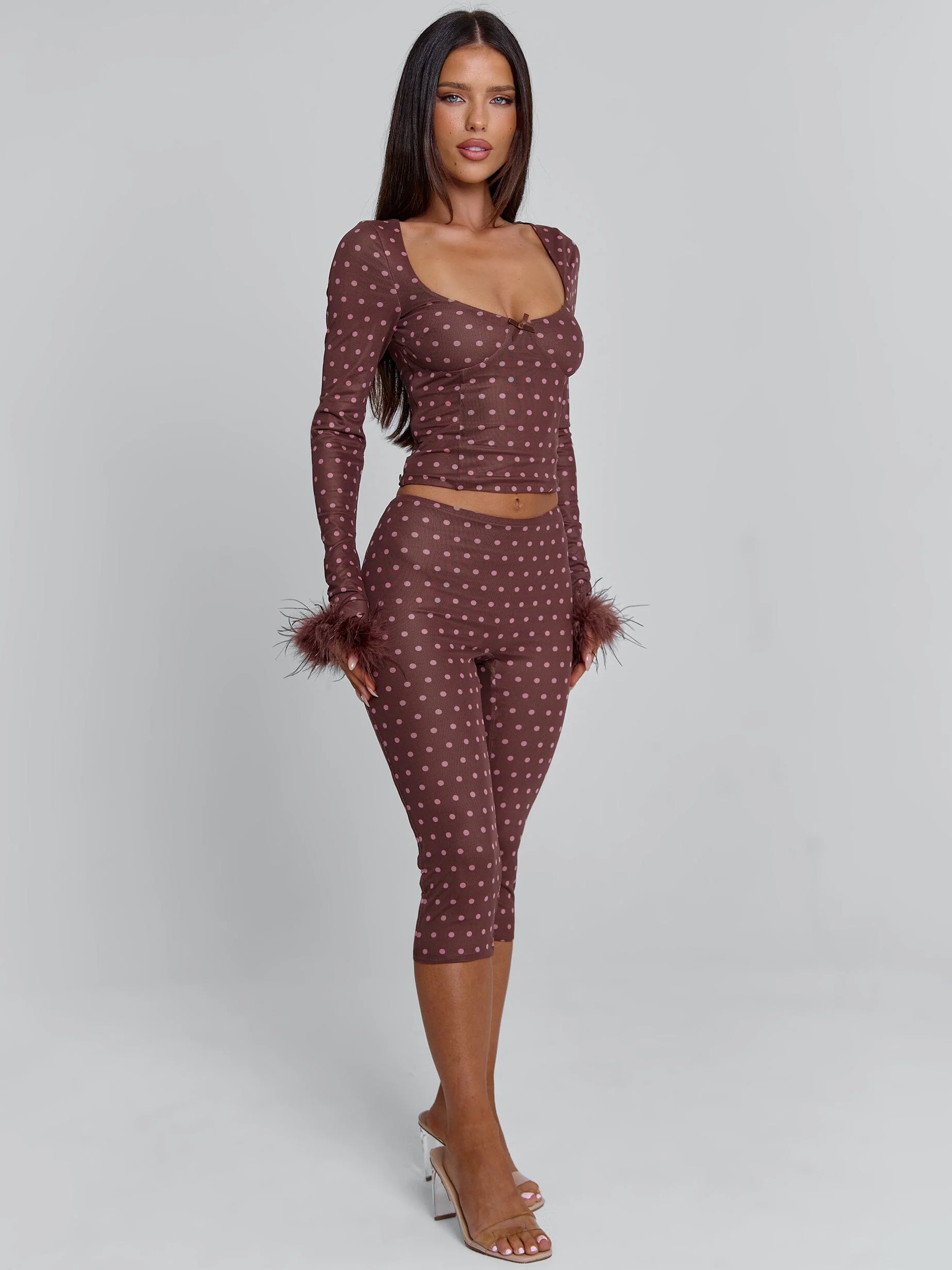 Mahria Top Brown Polka Dot