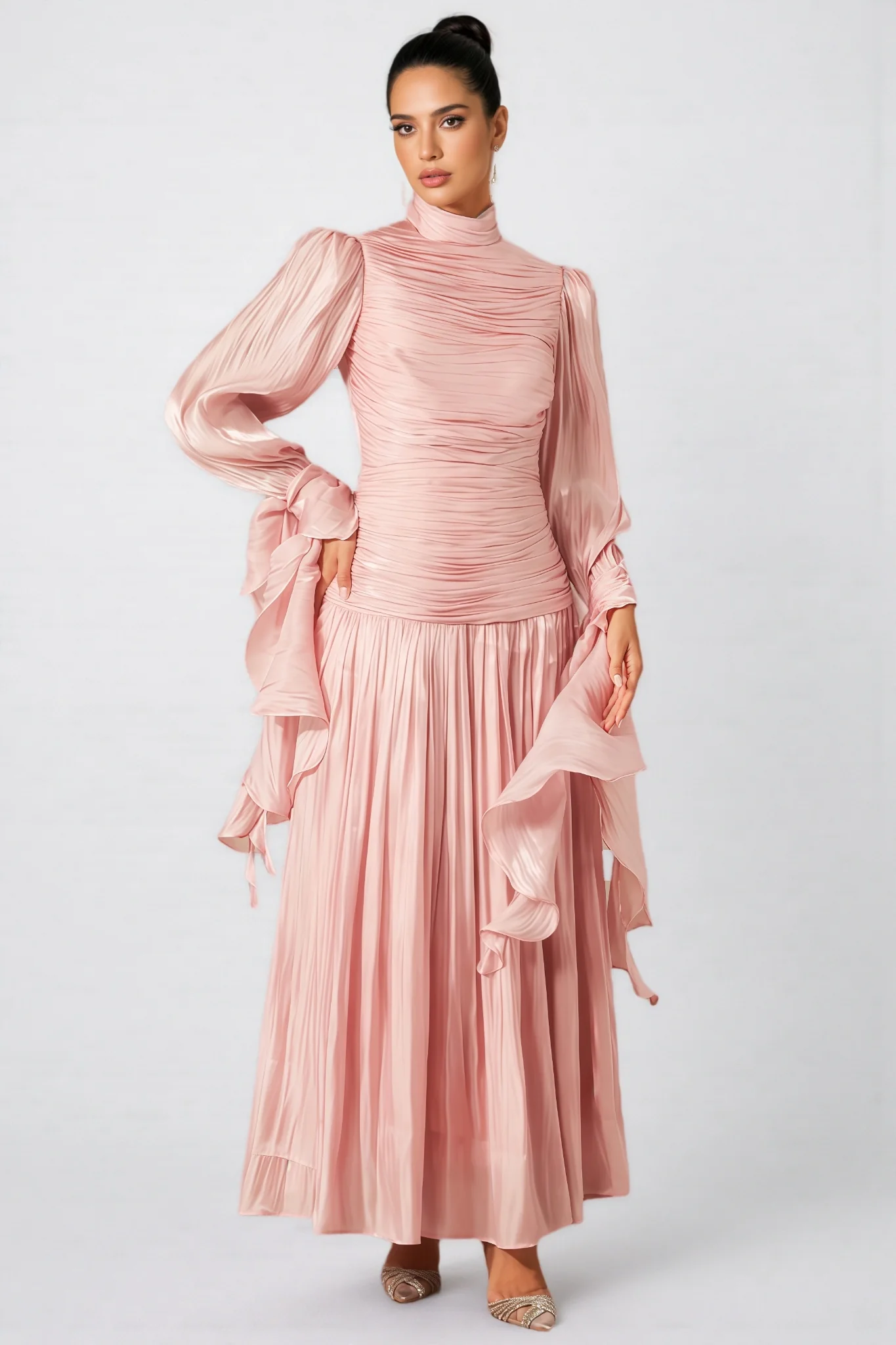 Vlada Puff Sleeve Ruched Bodice Maxi Dress
