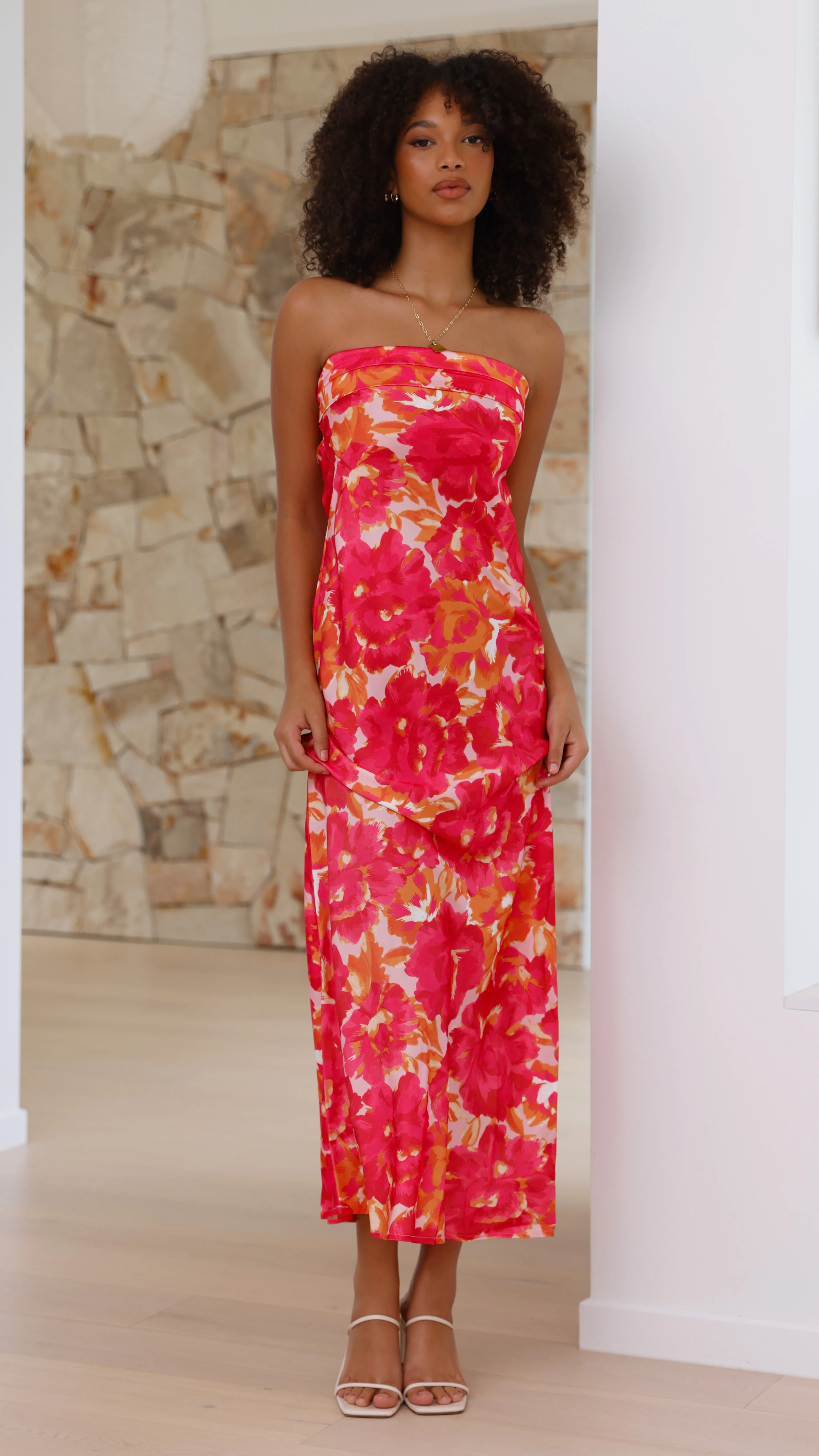 Miya Maxi Dress - Pink/Red Floral - luluinthesky