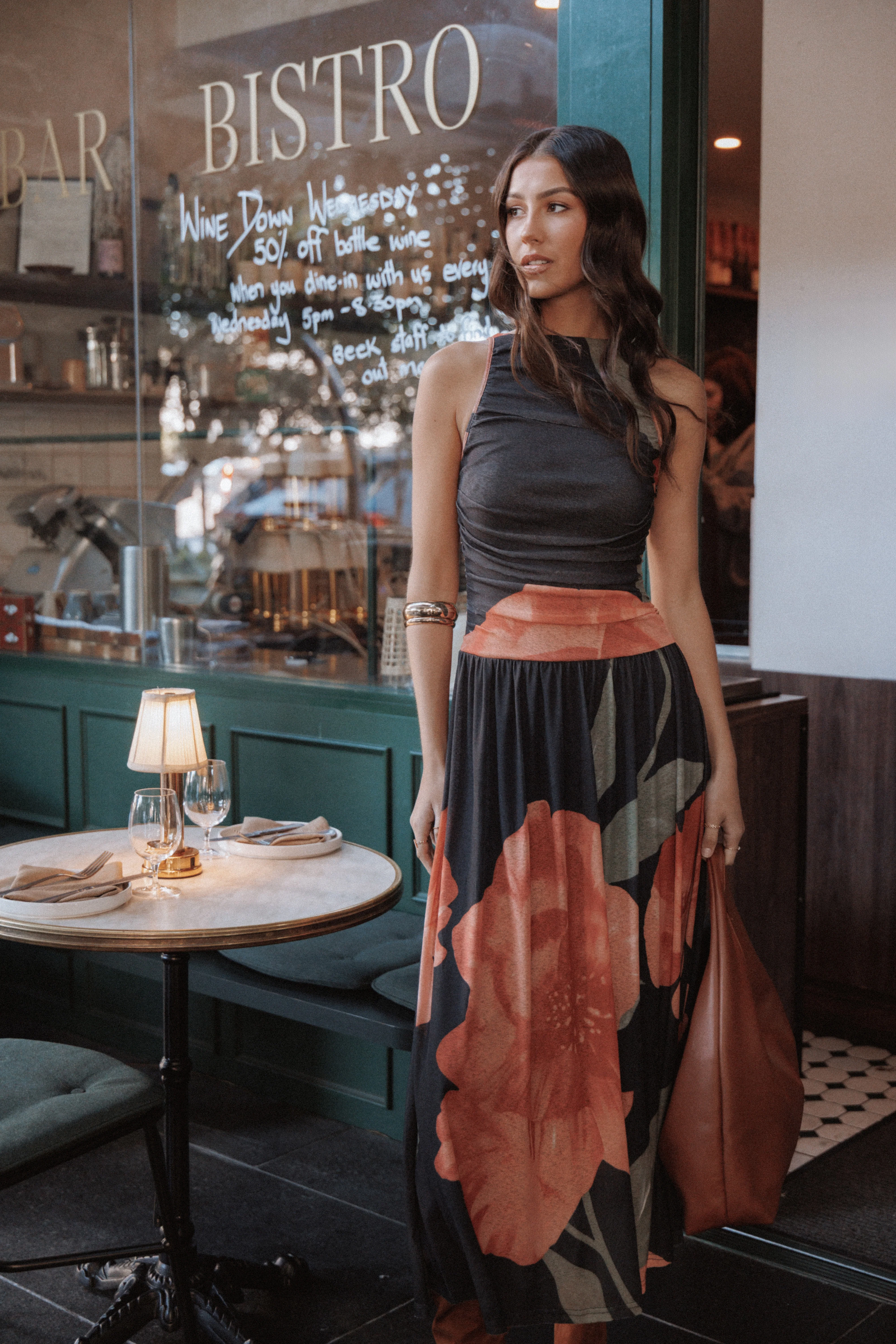 Carlin Midi Dress - Black Floral