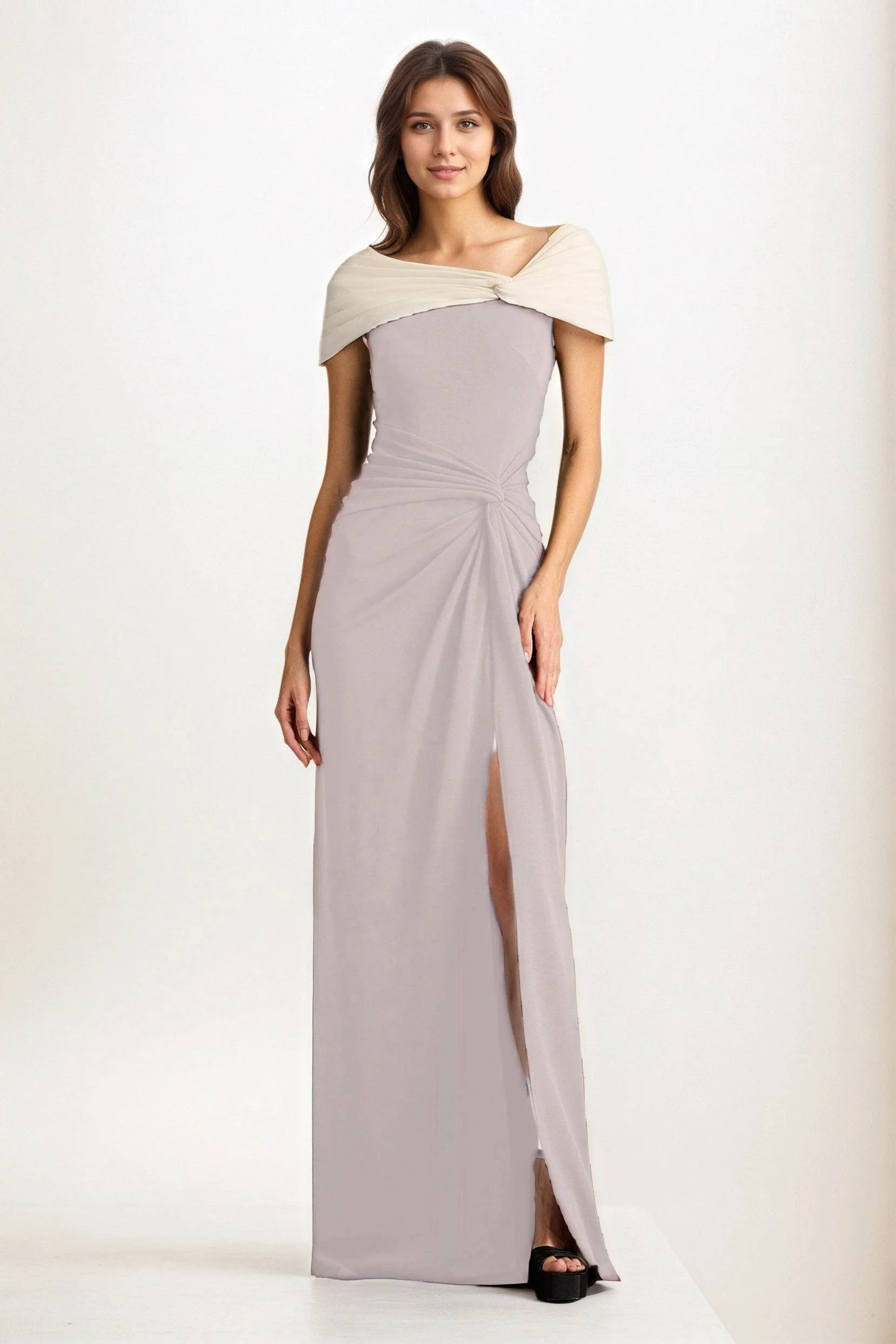 Sheath-Column Maxi Chiffon Wedding Guest Dress CG0279