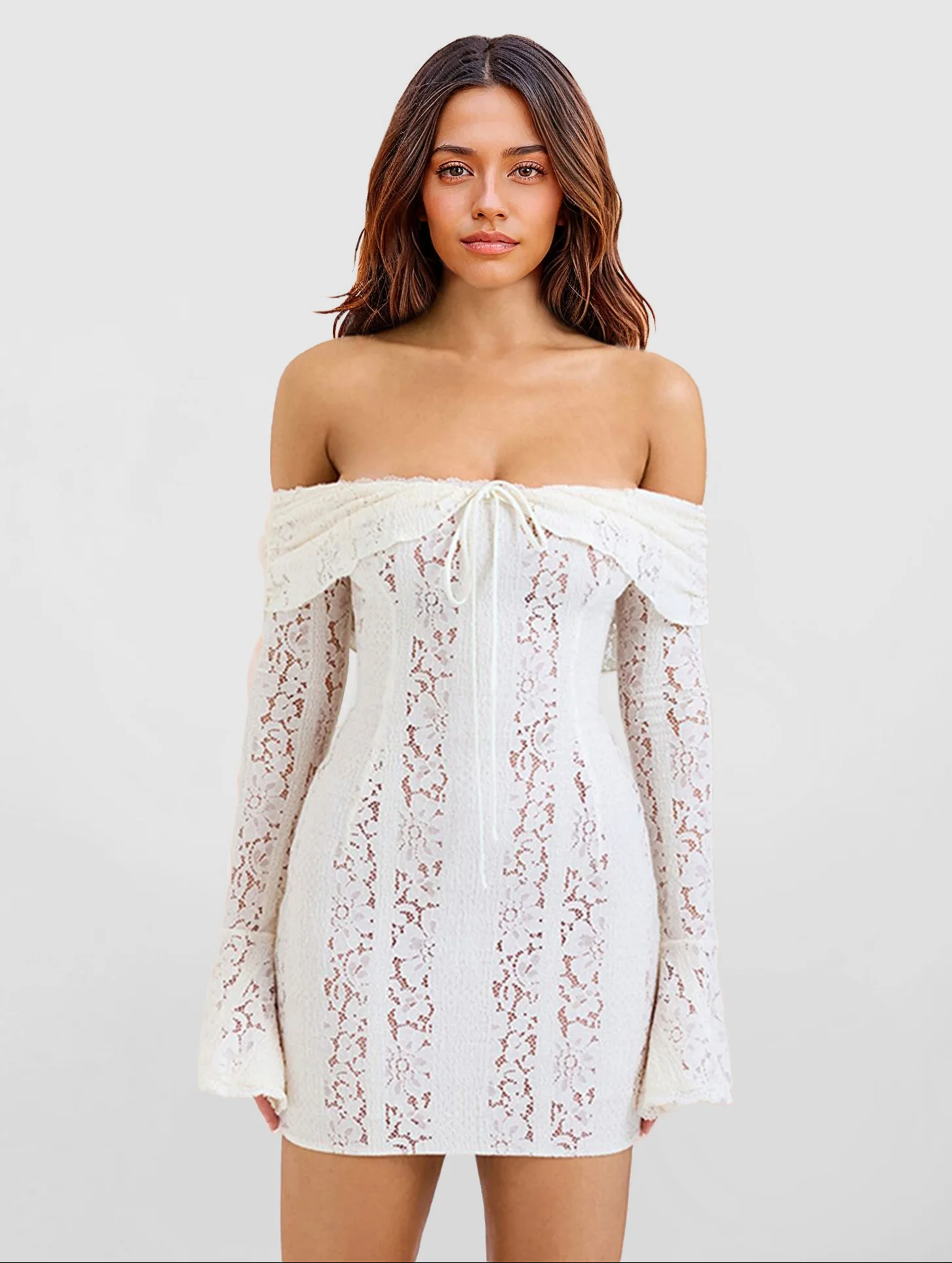 Off-Shoulder Lace Mini Dress
