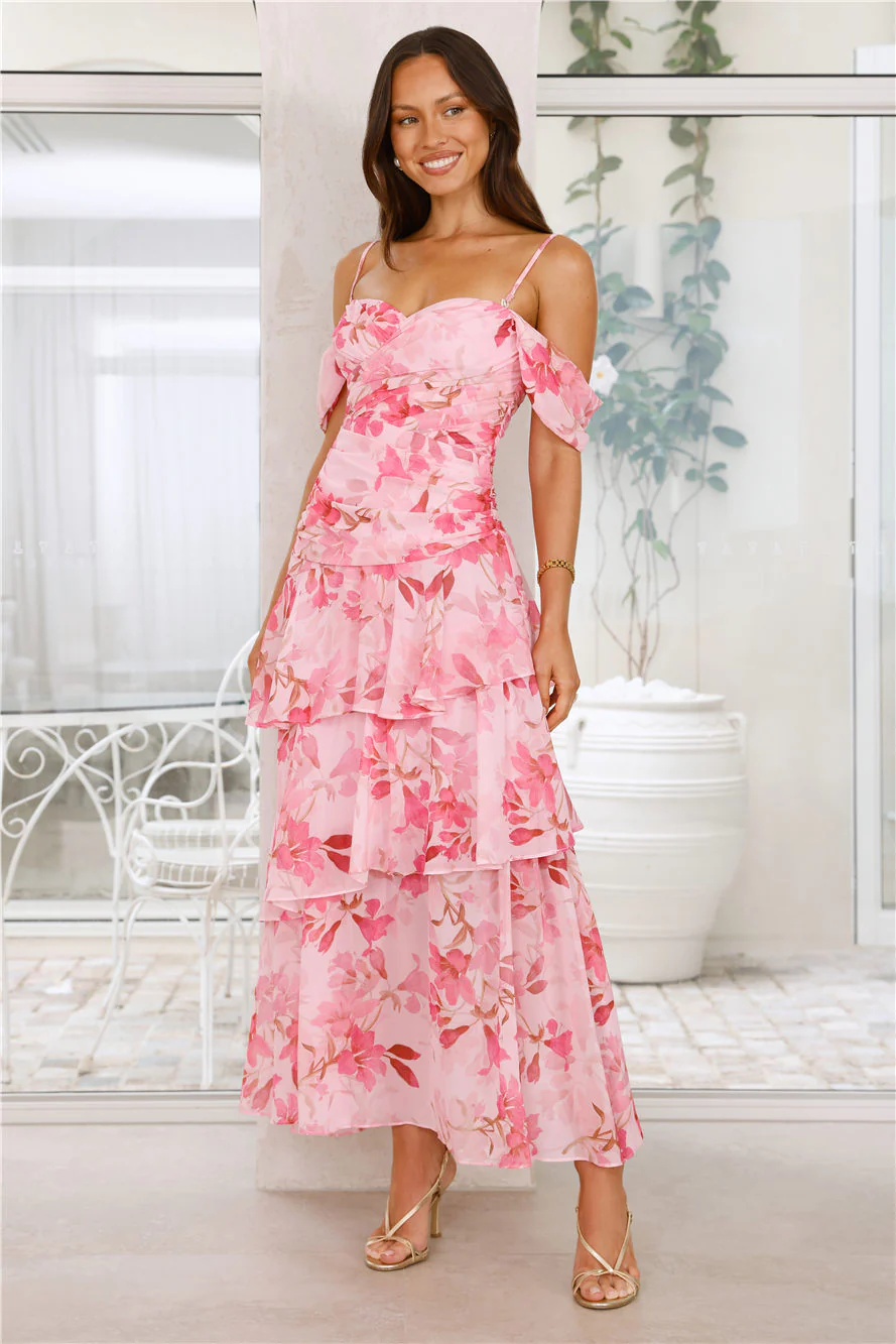 Glimmering Grace Maxi Dress Pink