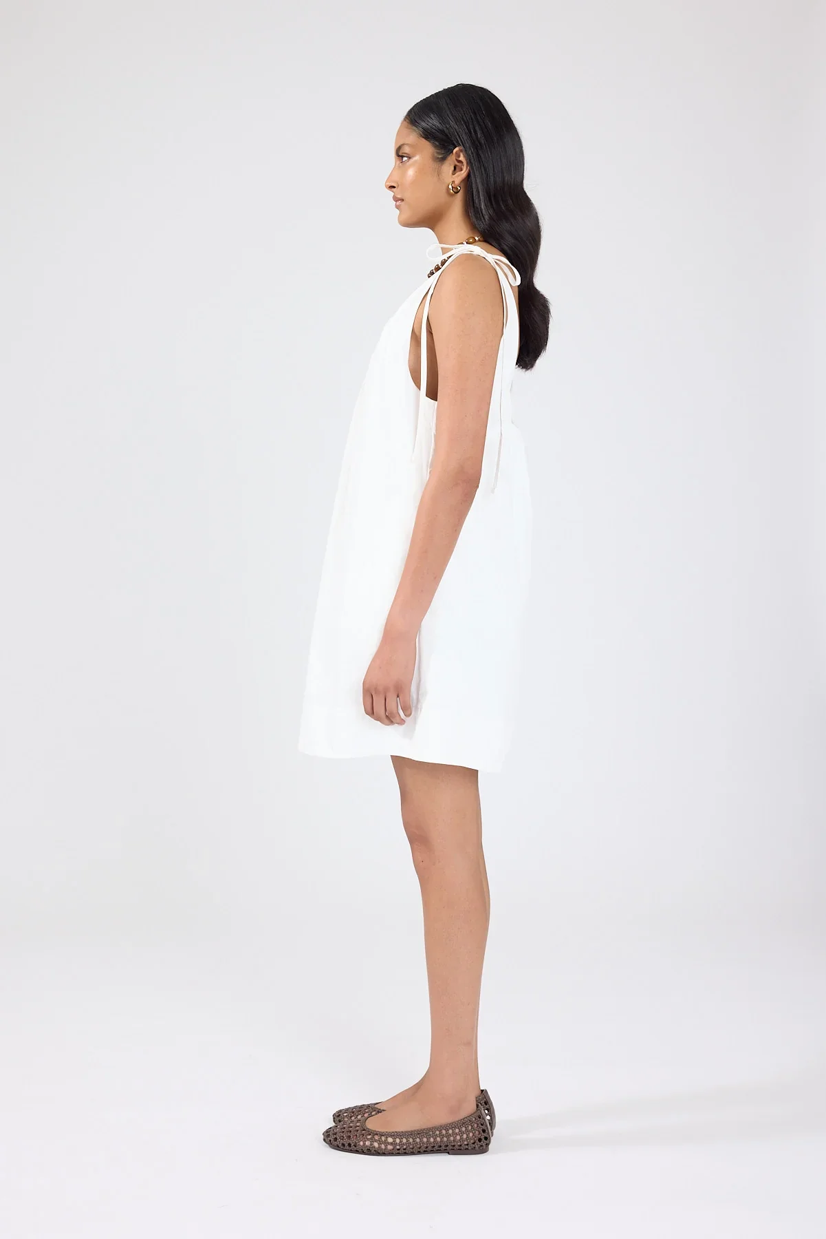 Perfect Stranger Penelope Tie Shoulder Mini Dress Off White