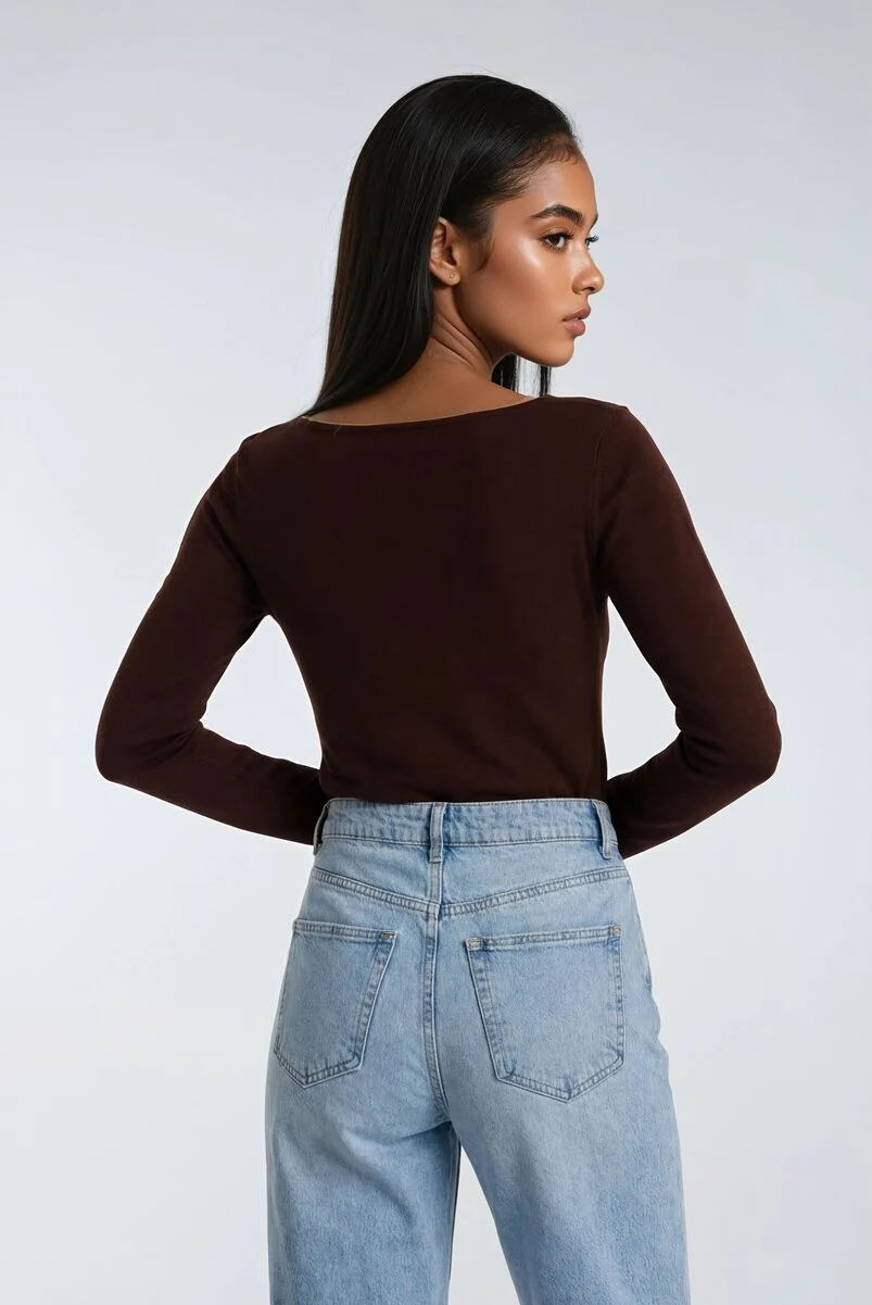 Boat Neck Long-Sleeve Top